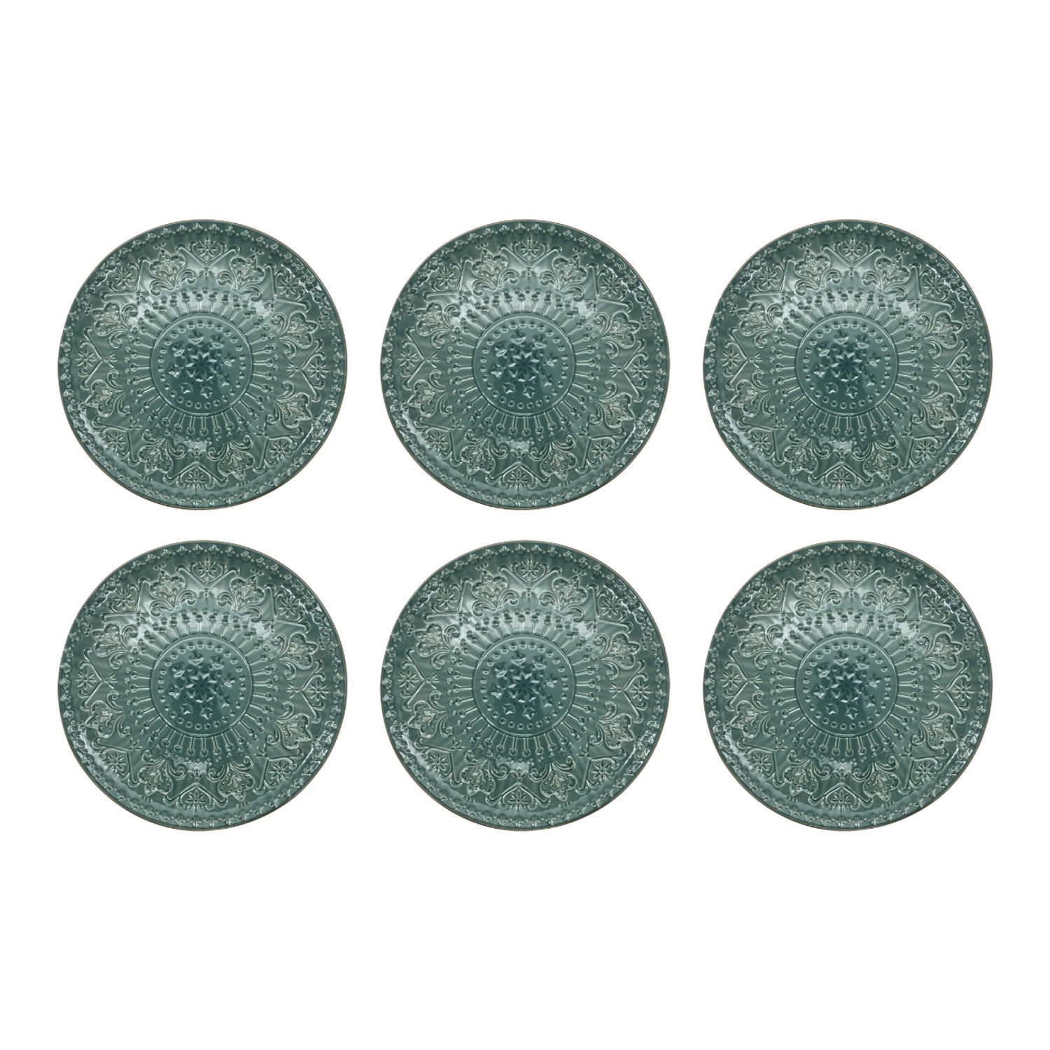 Set 6 Platos De Ceramica Calipso Relieve Patrones Vintage-0