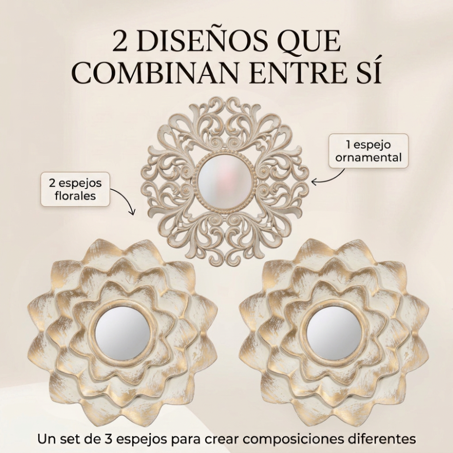 Set 3 Marcos De Espejos Decorativos Arabesco Para Pared-3