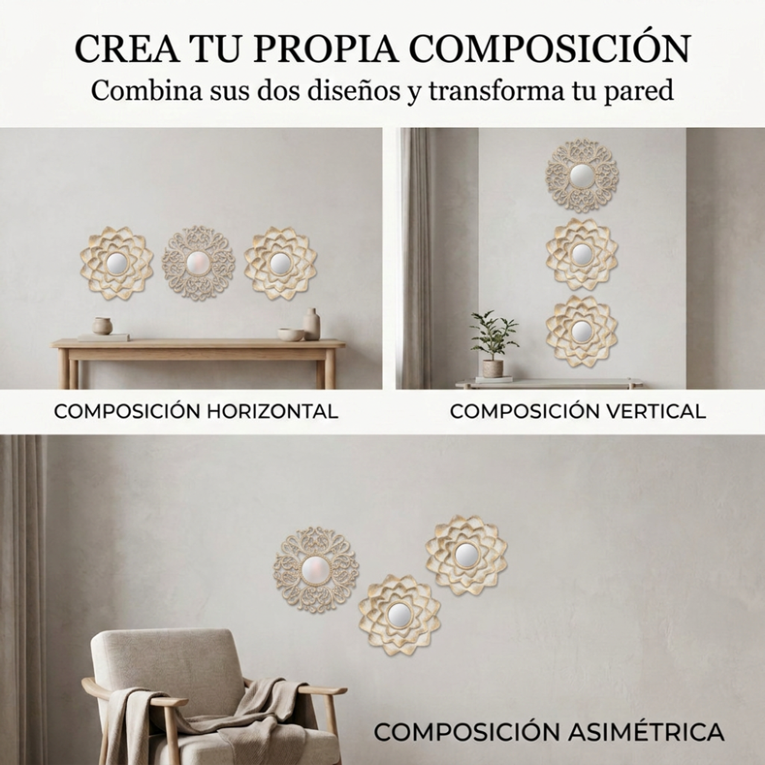 Set 3 Marcos De Espejos Decorativos Arabesco Para Pared-4