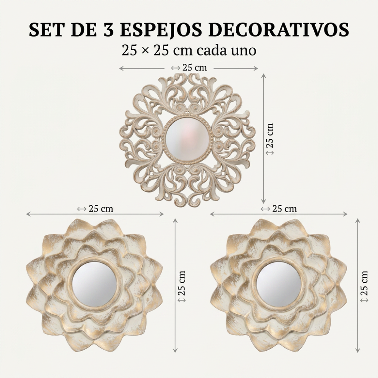 Set 3 Marcos De Espejos Decorativos Arabesco Para Pared-5