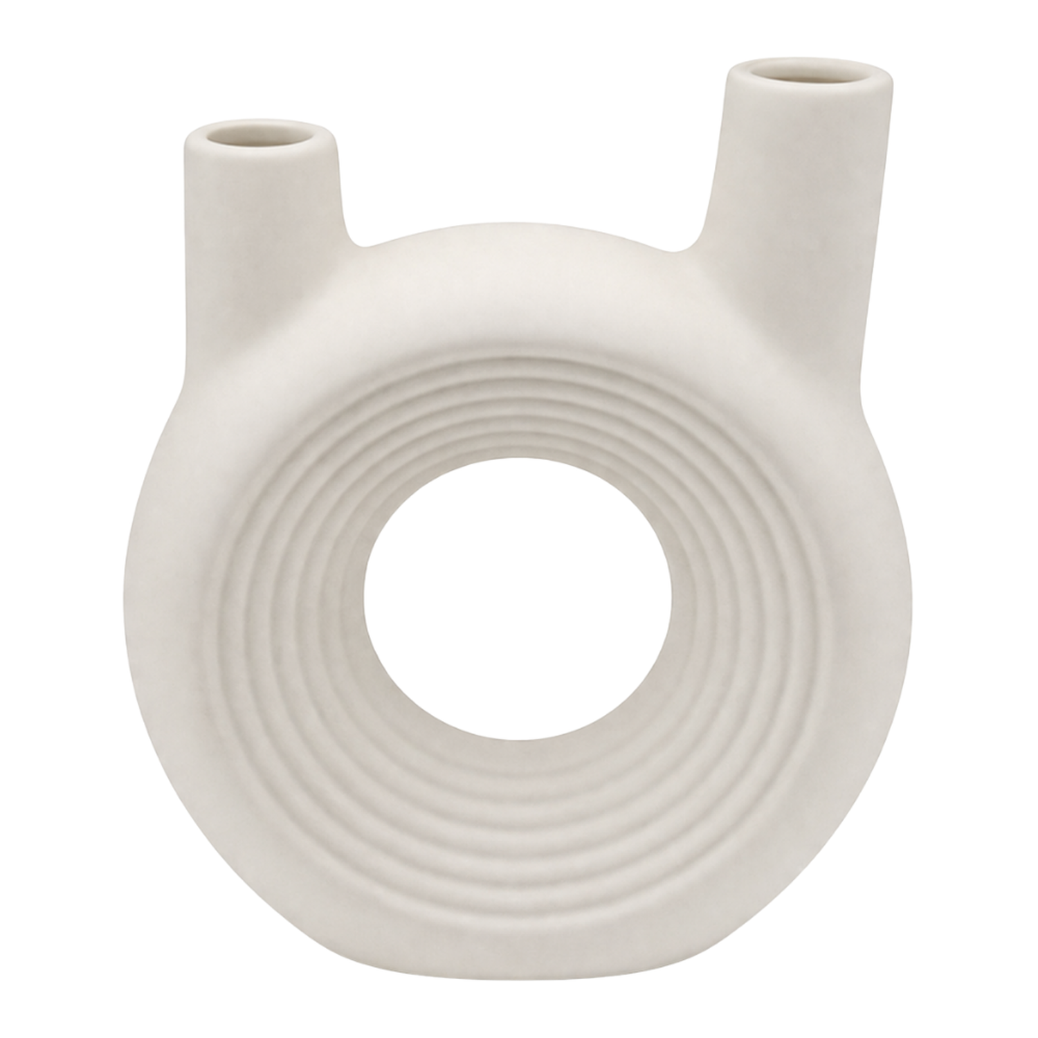 Florero Redondo Doble Blanco de Ceramica Decorativo Hogar-8