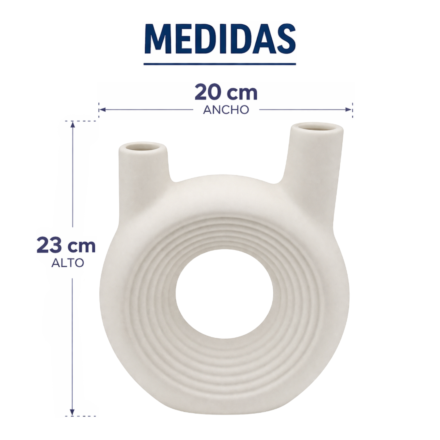 Florero Redondo Doble Blanco de Ceramica Decorativo Hogar-9