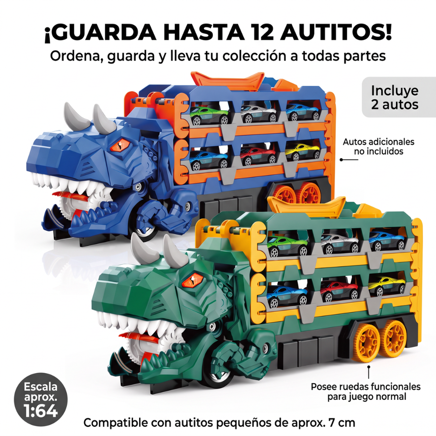 Camión Dinosaurio Portautitos 3 En 1 Con Pista Lanzadora Infantil-5