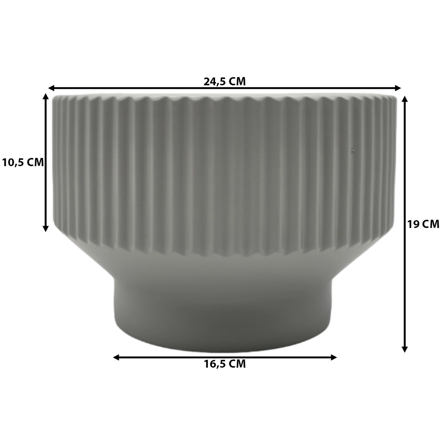 Maceteros Maceta De Ceramica Copon Lineas Gris Mate L-6