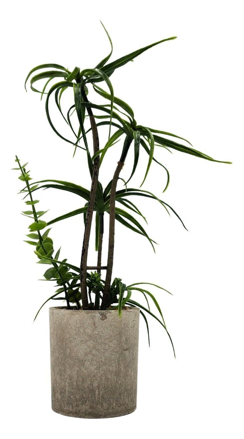 Planta Artificial Tropical Macetero Ceramica Gris-1
