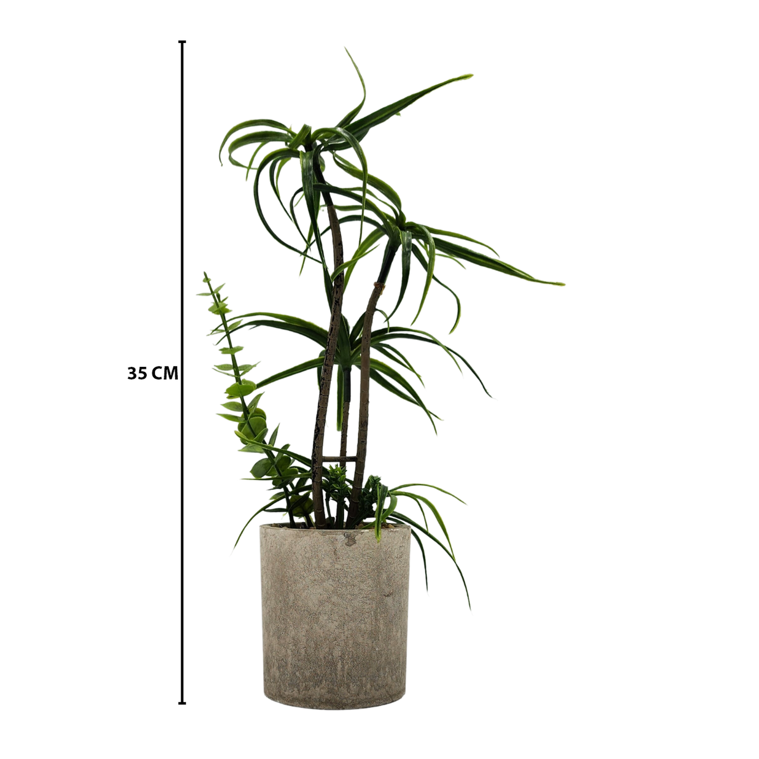 Planta Artificial Tropical Macetero Ceramica Gris-8