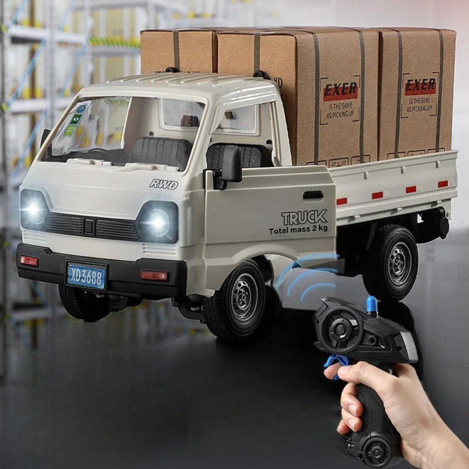 Camion 3/4 de Carga a Control Remoto Escala 1:16 Con Cajas-4