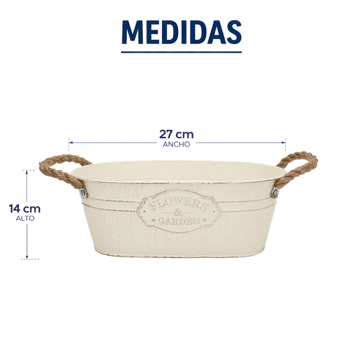 Set 3 Macetero Metalico Ovalado Vintage Moderno Decorativo M-8