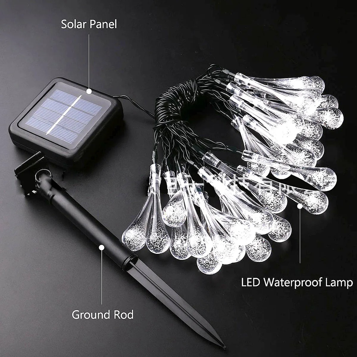 Guirnalda Solar Gotas Gotitas Luces Led Decoracion Jardin-2