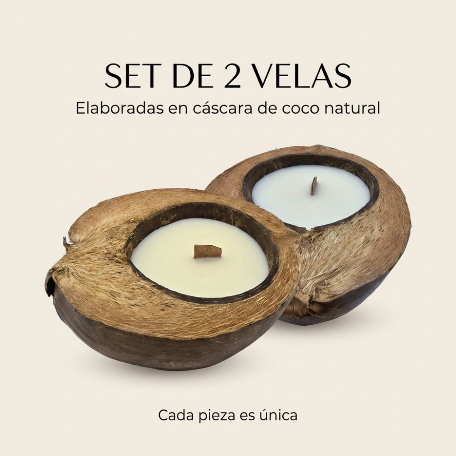 Set 2 Vela Aromatica Ecologica Aroma De Coco Cera Natural-3