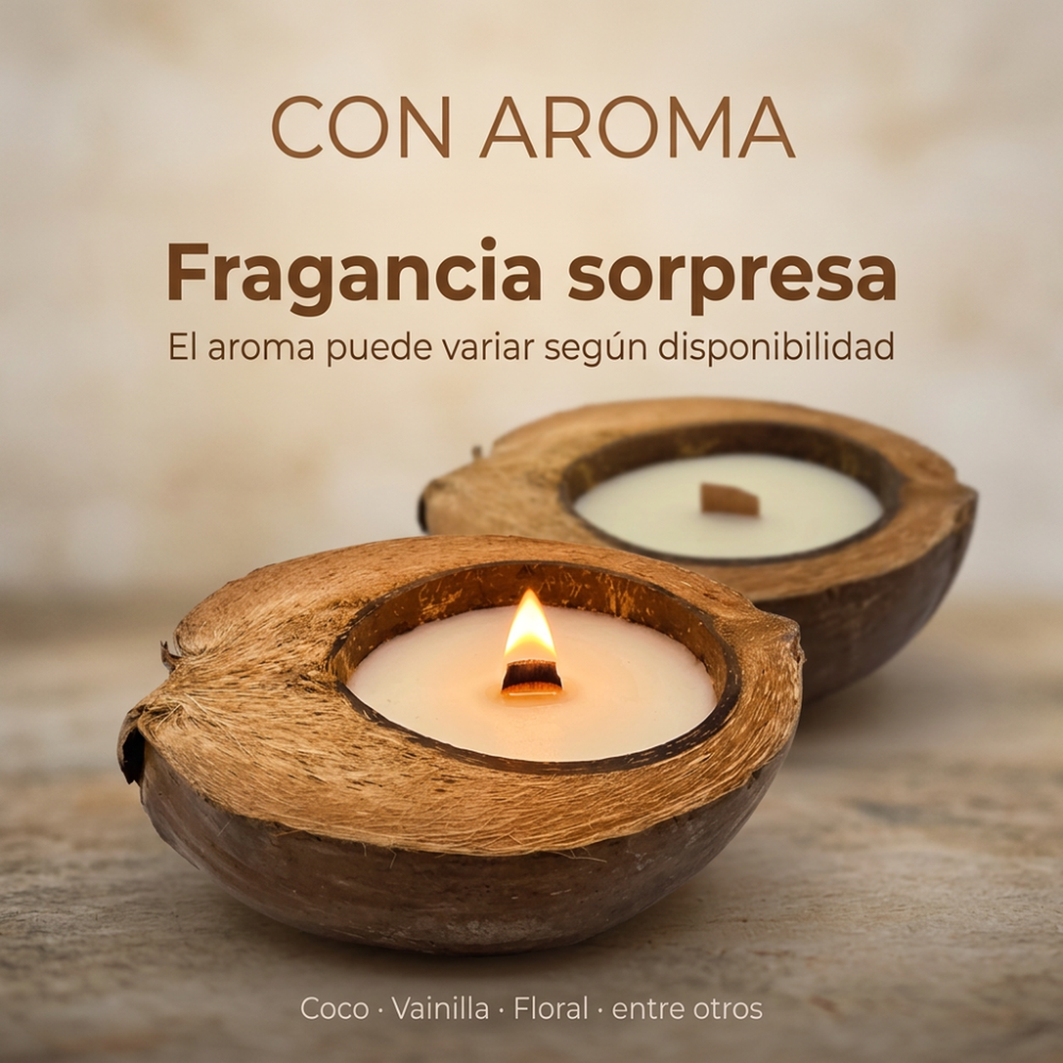 Set 2 Vela Aromatica Ecologica Aroma De Coco Cera Natural-5