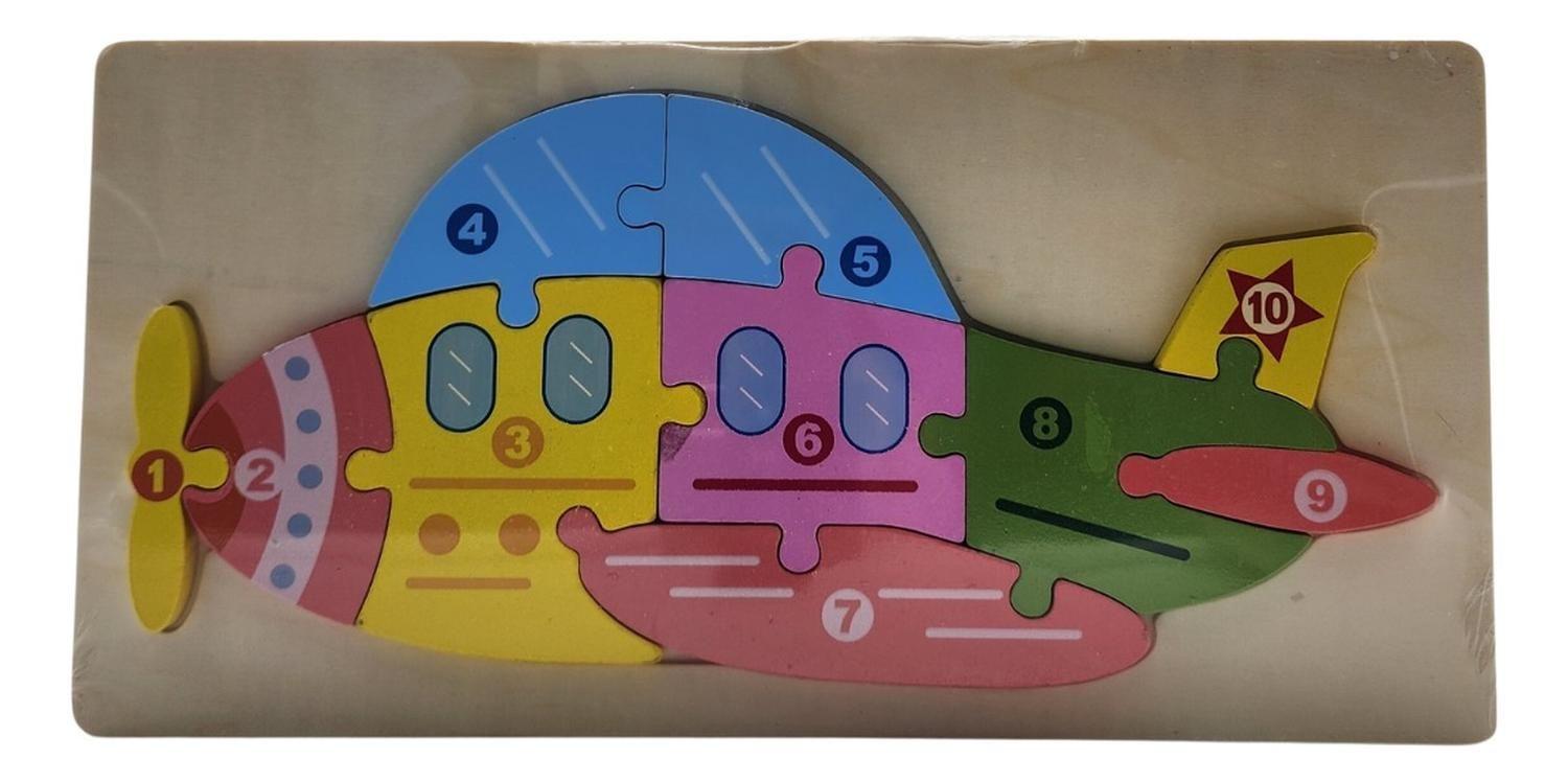 Puzzle Juego De Madera Avioneta Juguete Educativo-0