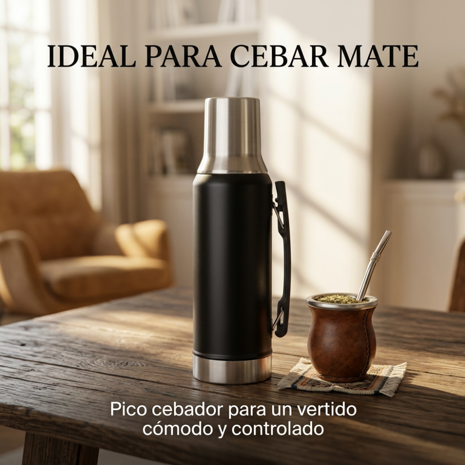 Termo Para Mate 1,2 L Acero Inoxidable Con Pico Cebador-3