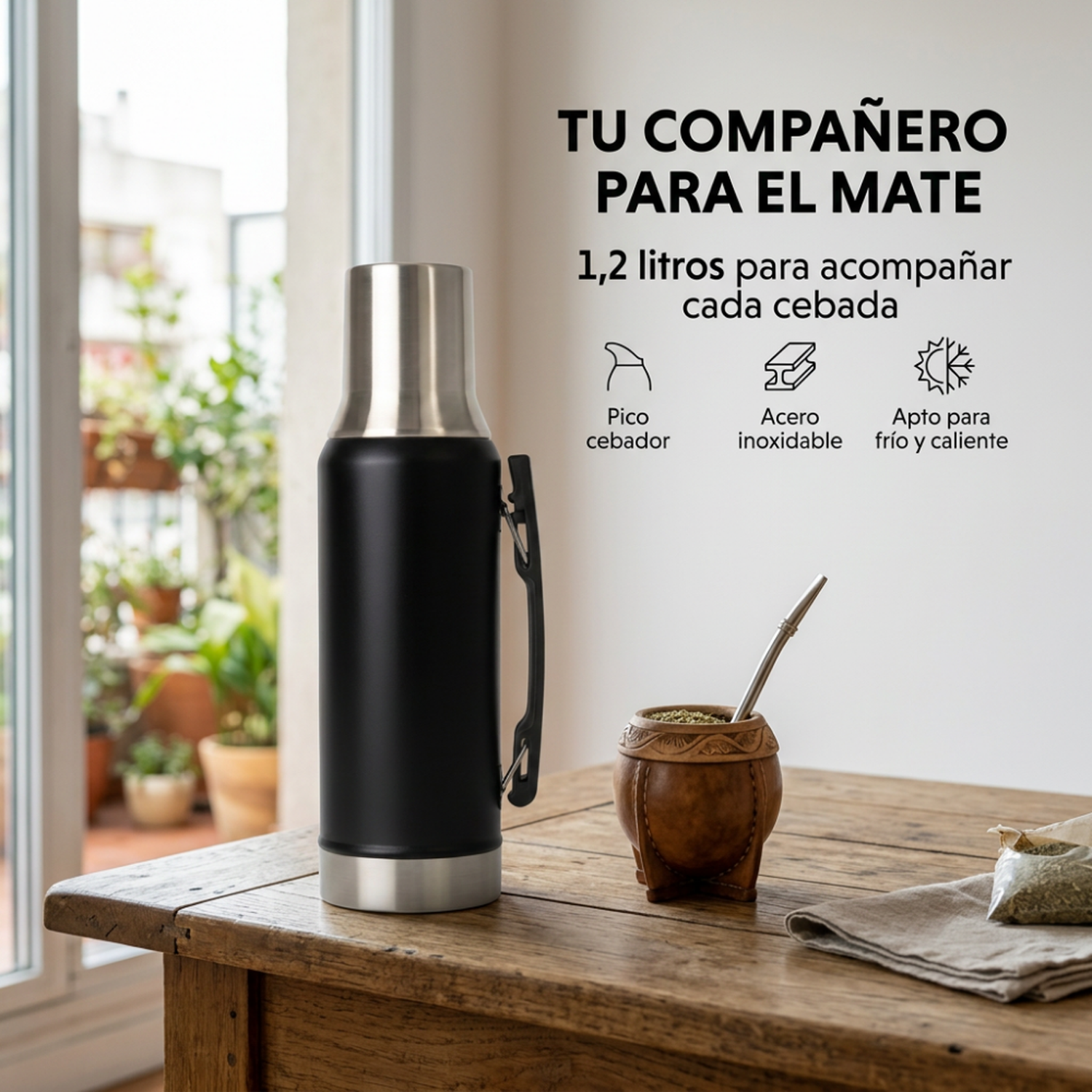 Termo Para Mate 1,2 L Acero Inoxidable Con Pico Cebador-4