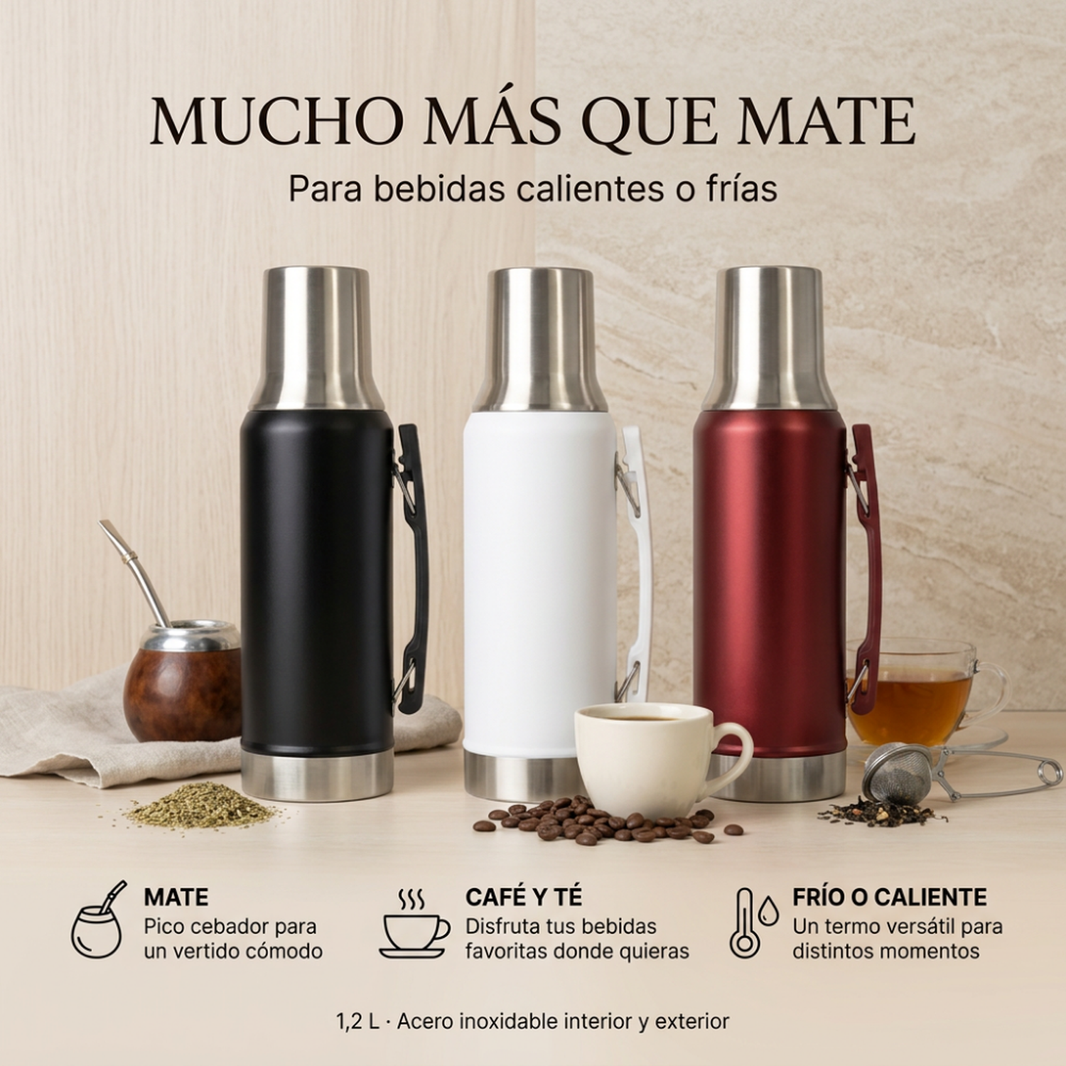 Termo Para Mate 1,2 L Acero Inoxidable Con Pico Cebador-7