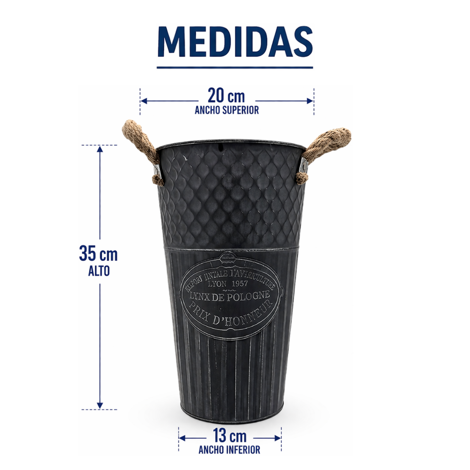 Set 2 Macetero Metalico Decorativo Azul Vintage Florero M-6