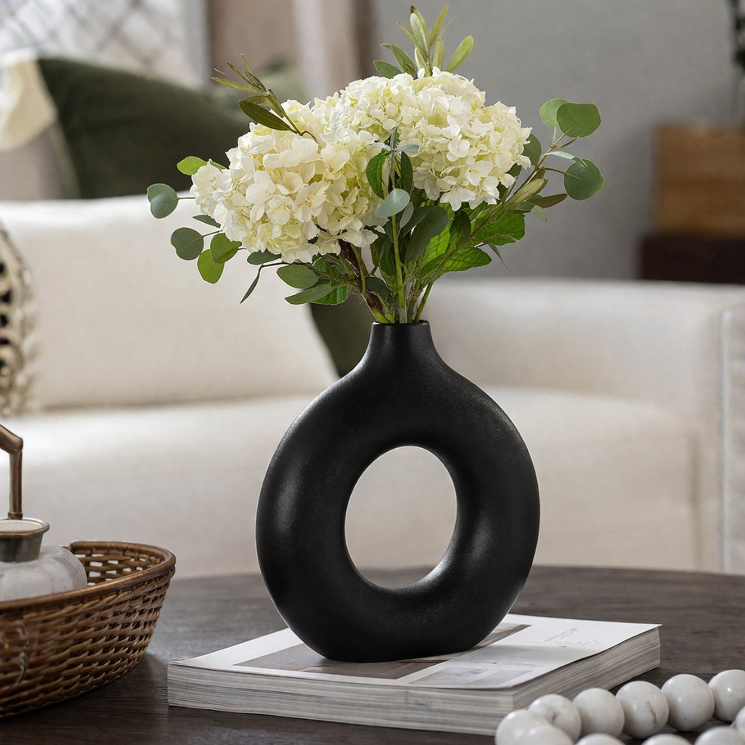 Florero Redondo de Ceramica Decorativo Minimalista Hogar-2