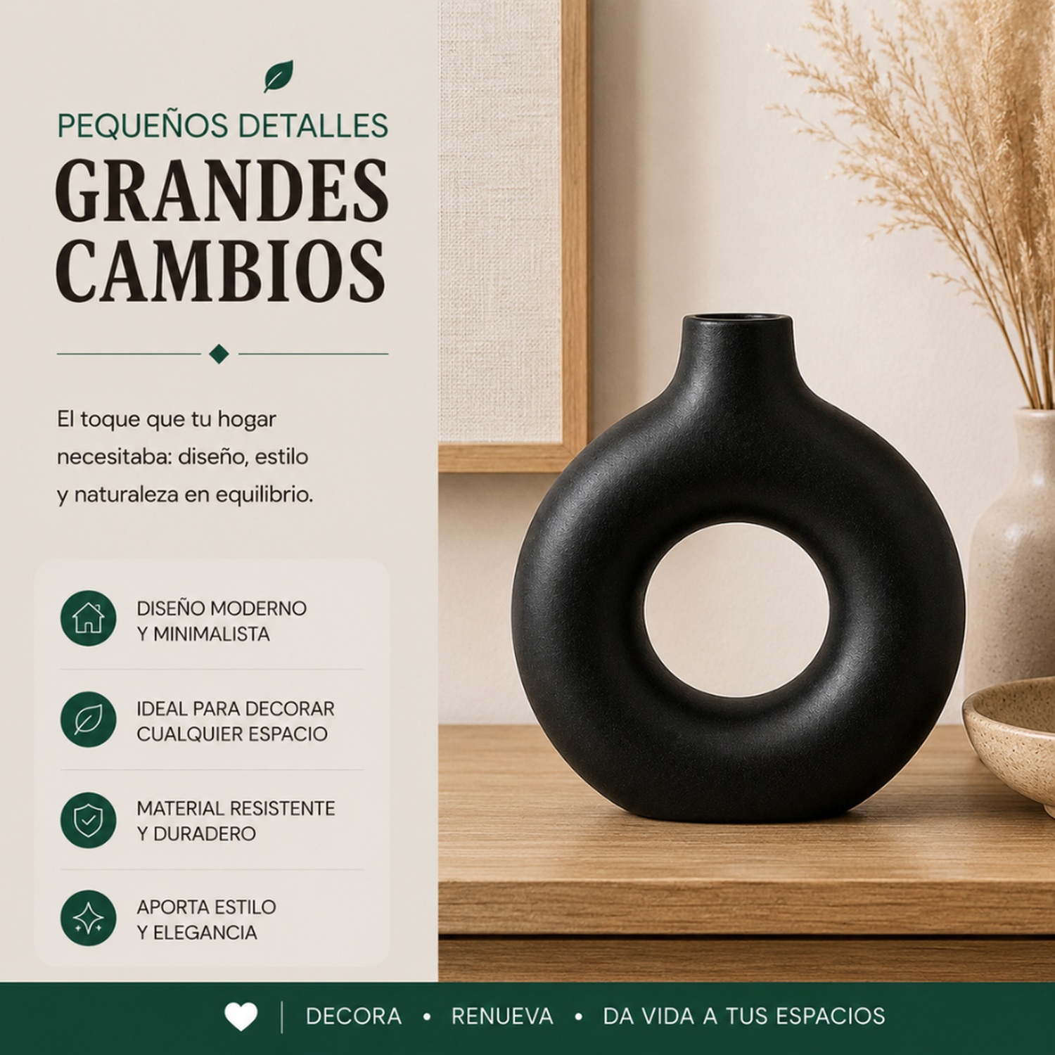 Florero Redondo de Ceramica Decorativo Minimalista Hogar-3
