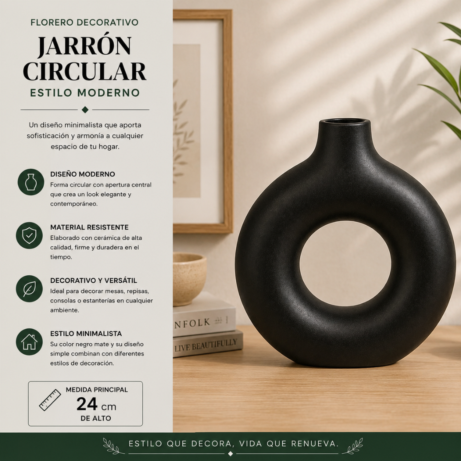 Florero Redondo de Ceramica Decorativo Minimalista Hogar-4