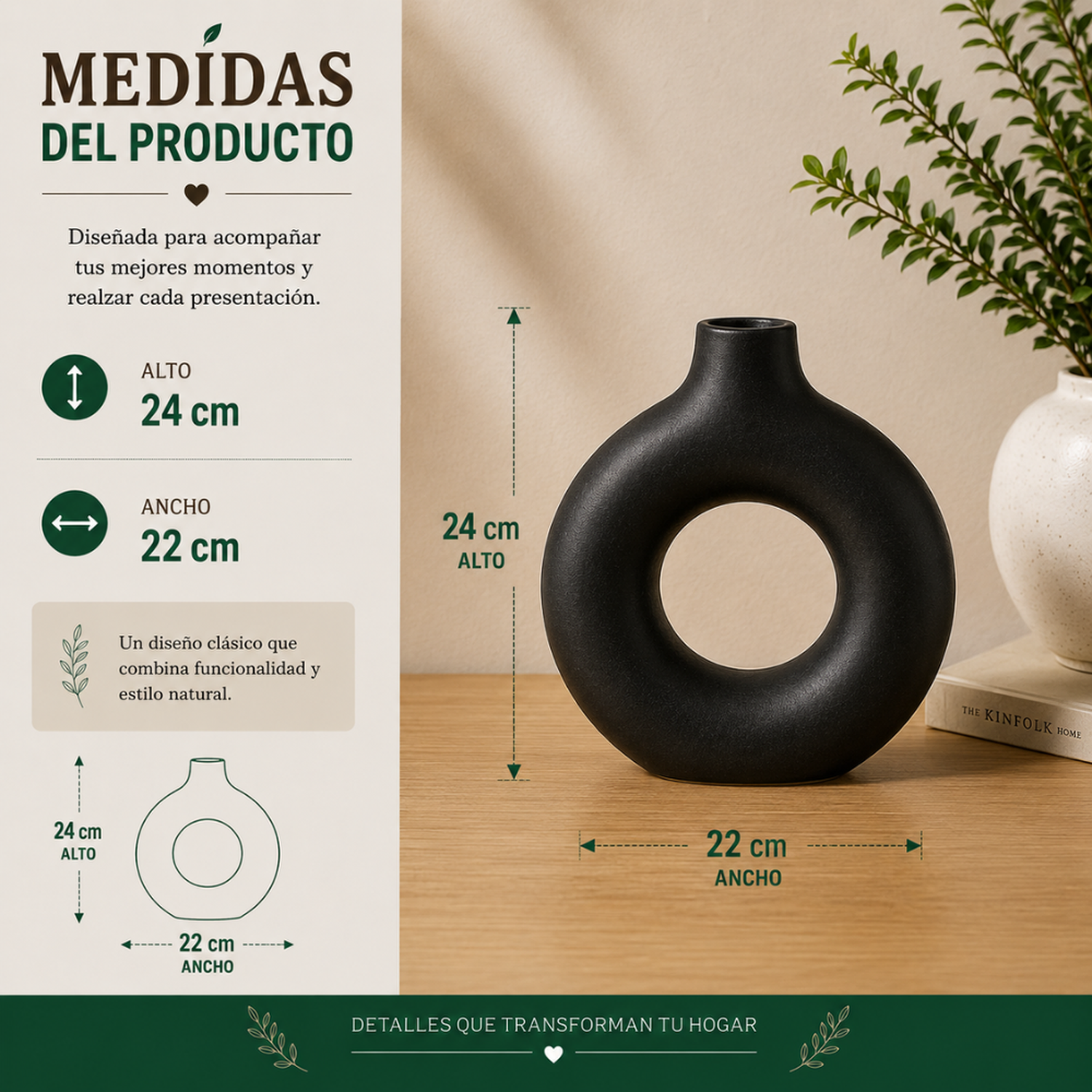 Florero Redondo de Ceramica Decorativo Minimalista Hogar-6