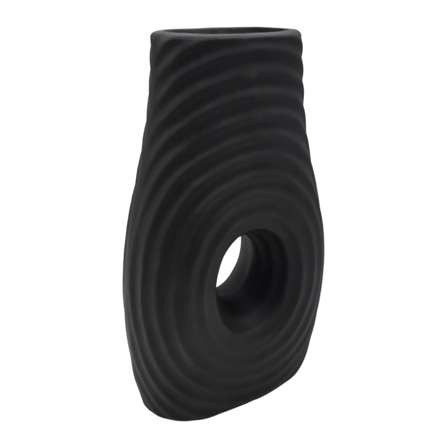 Jarron Florero De Ceramica Fina Decorativo Moderno Negro-2