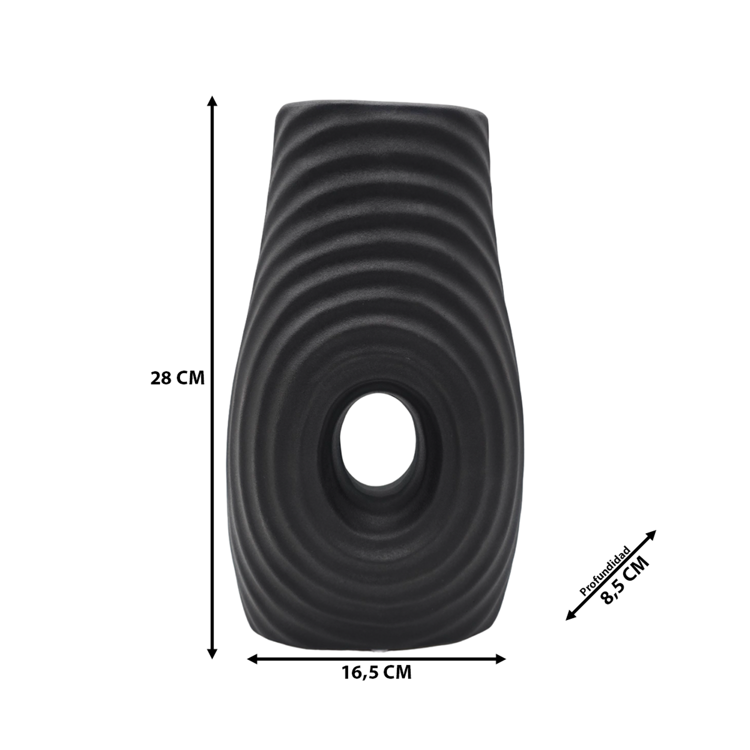 Jarron Florero De Ceramica Fina Decorativo Moderno Negro-5