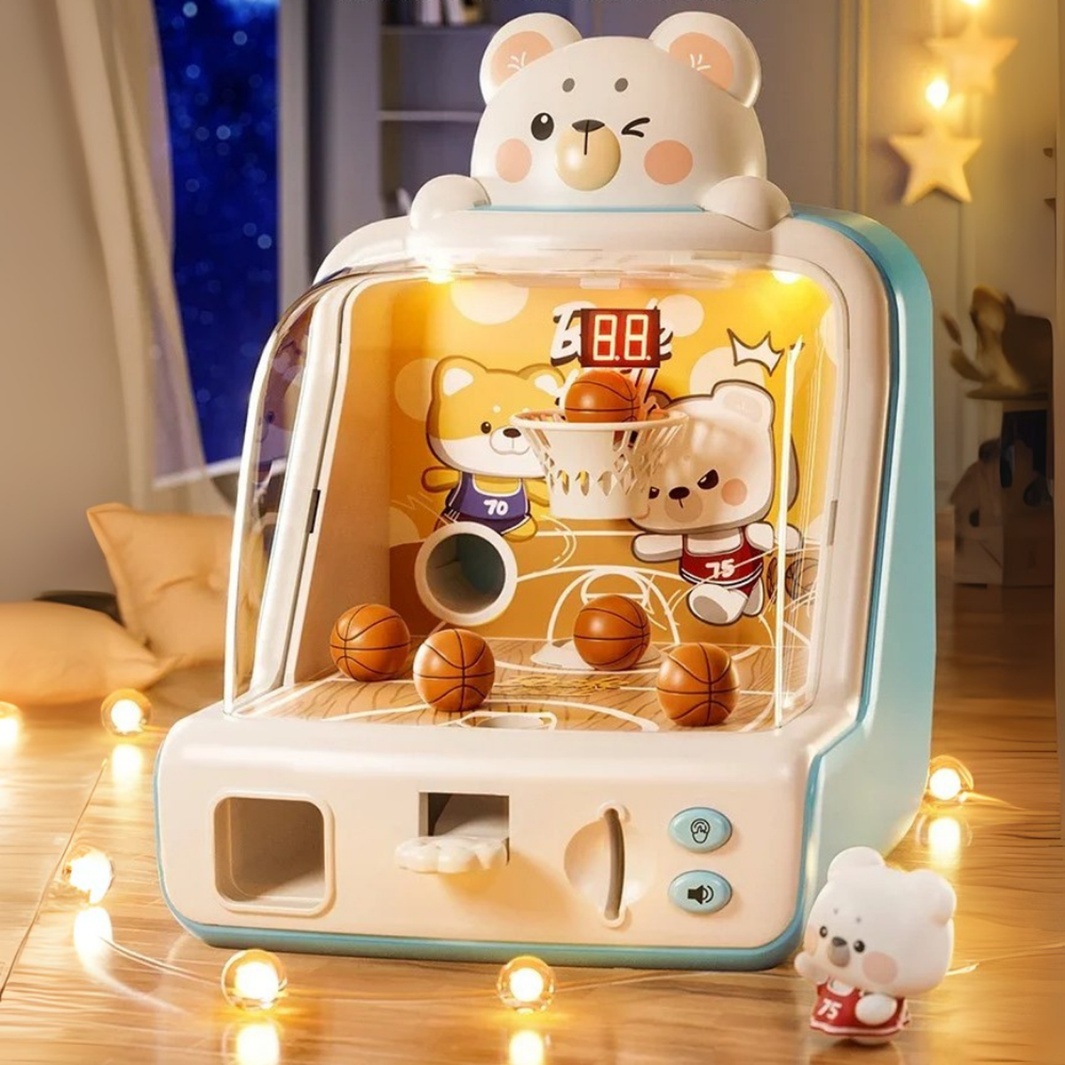 Maquina Arcade Infantil Mini Juego Baloncesto Con Fichas-2