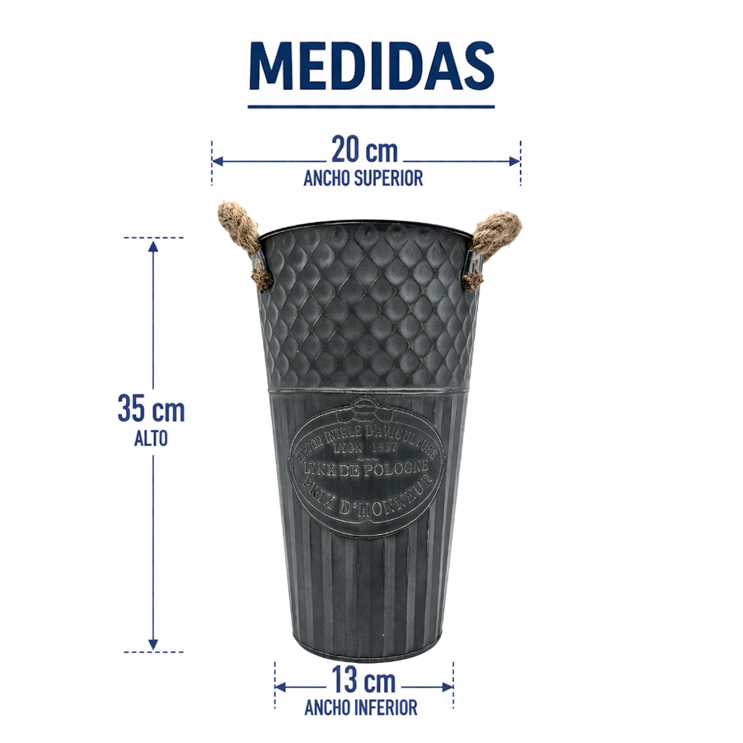Macetero Metalico Decorativo Verde Vintage Florero M-7