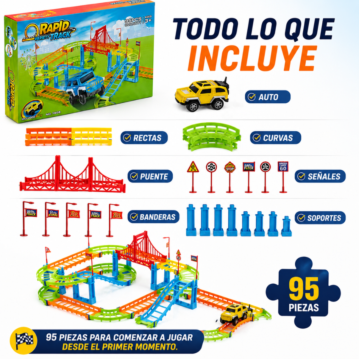 Pista De Autos Con Rieles Para Armar Juego Infantil Completo-4