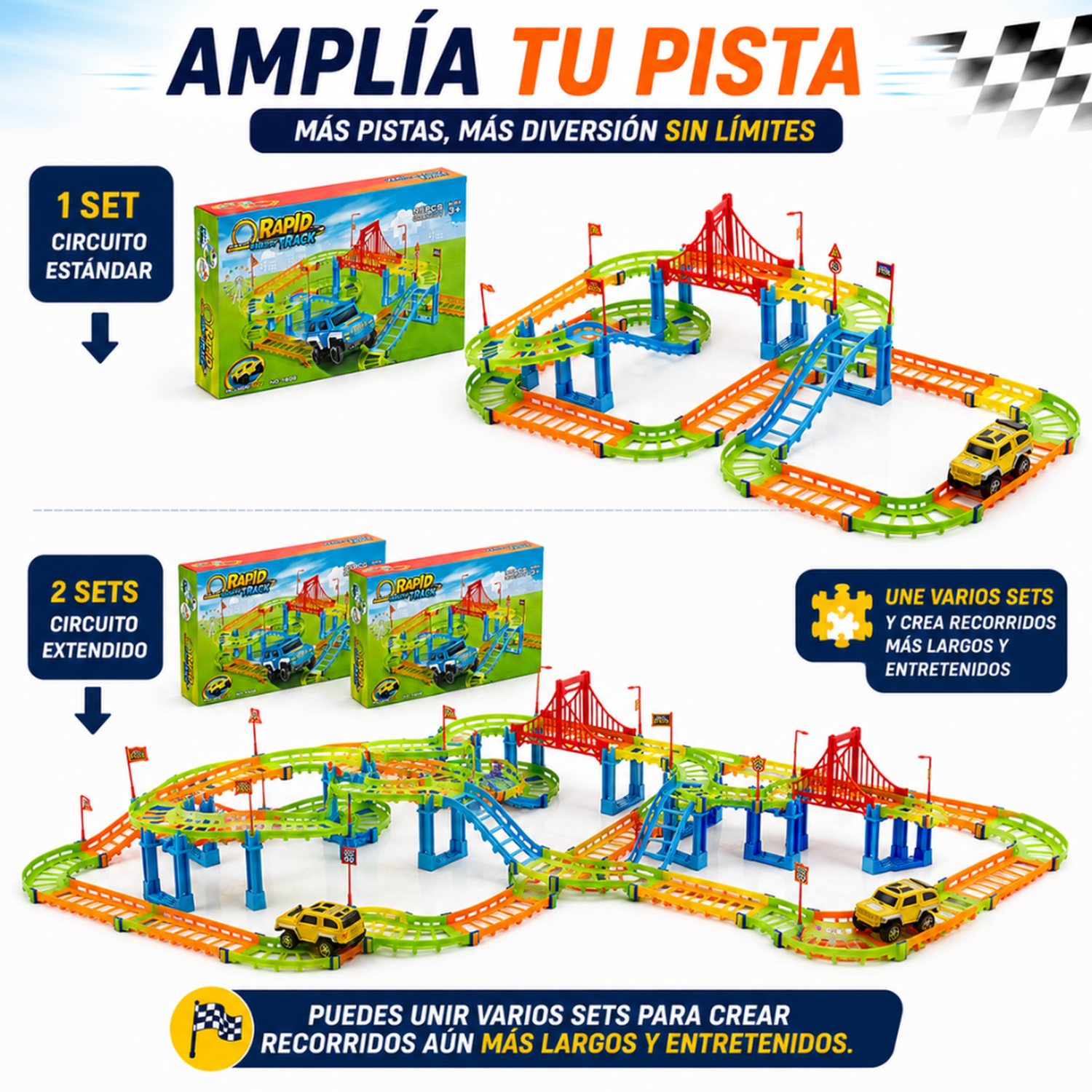 Pista De Autos Con Rieles Para Armar Juego Infantil Completo-6
