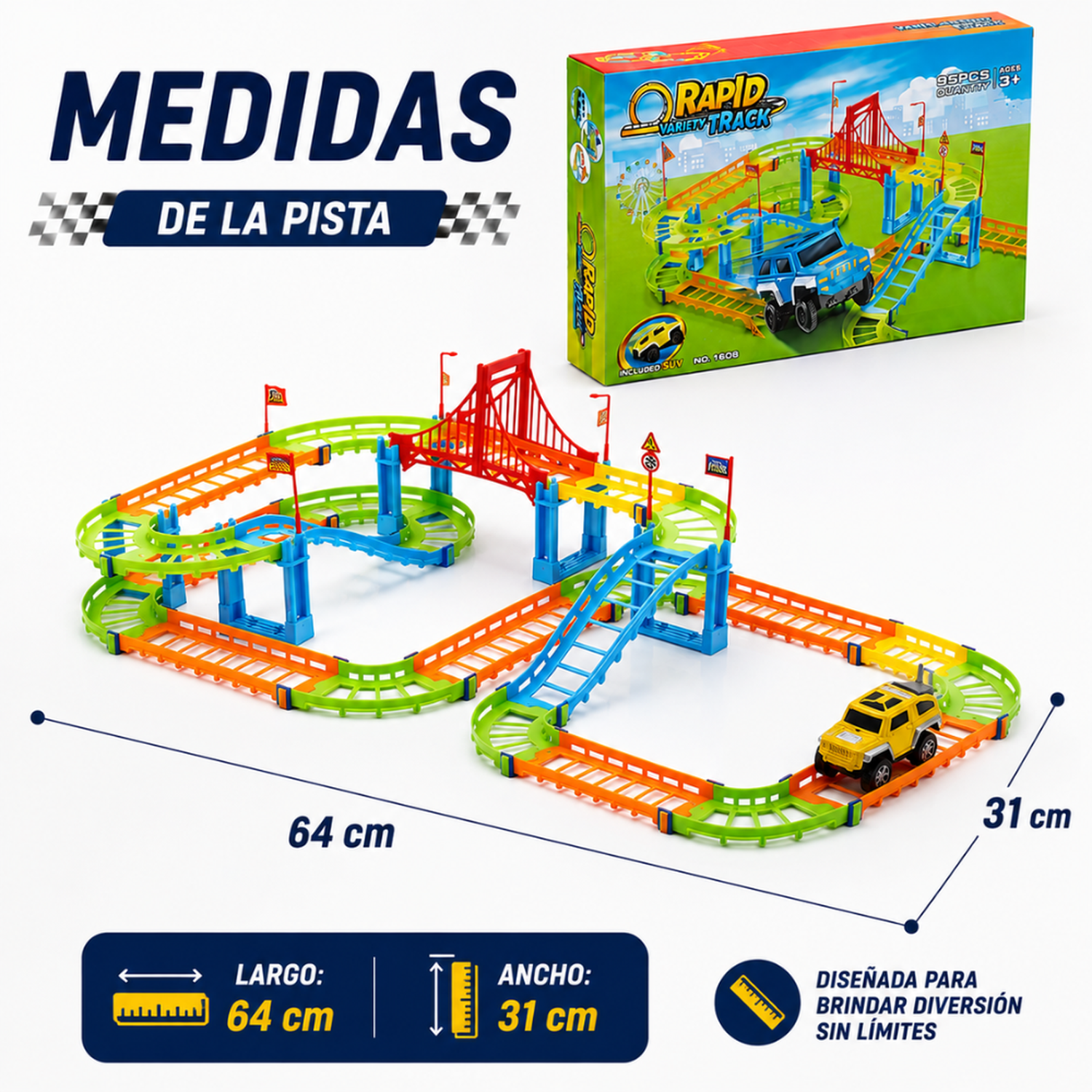 Pista De Autos Con Rieles Para Armar Juego Infantil Completo-7