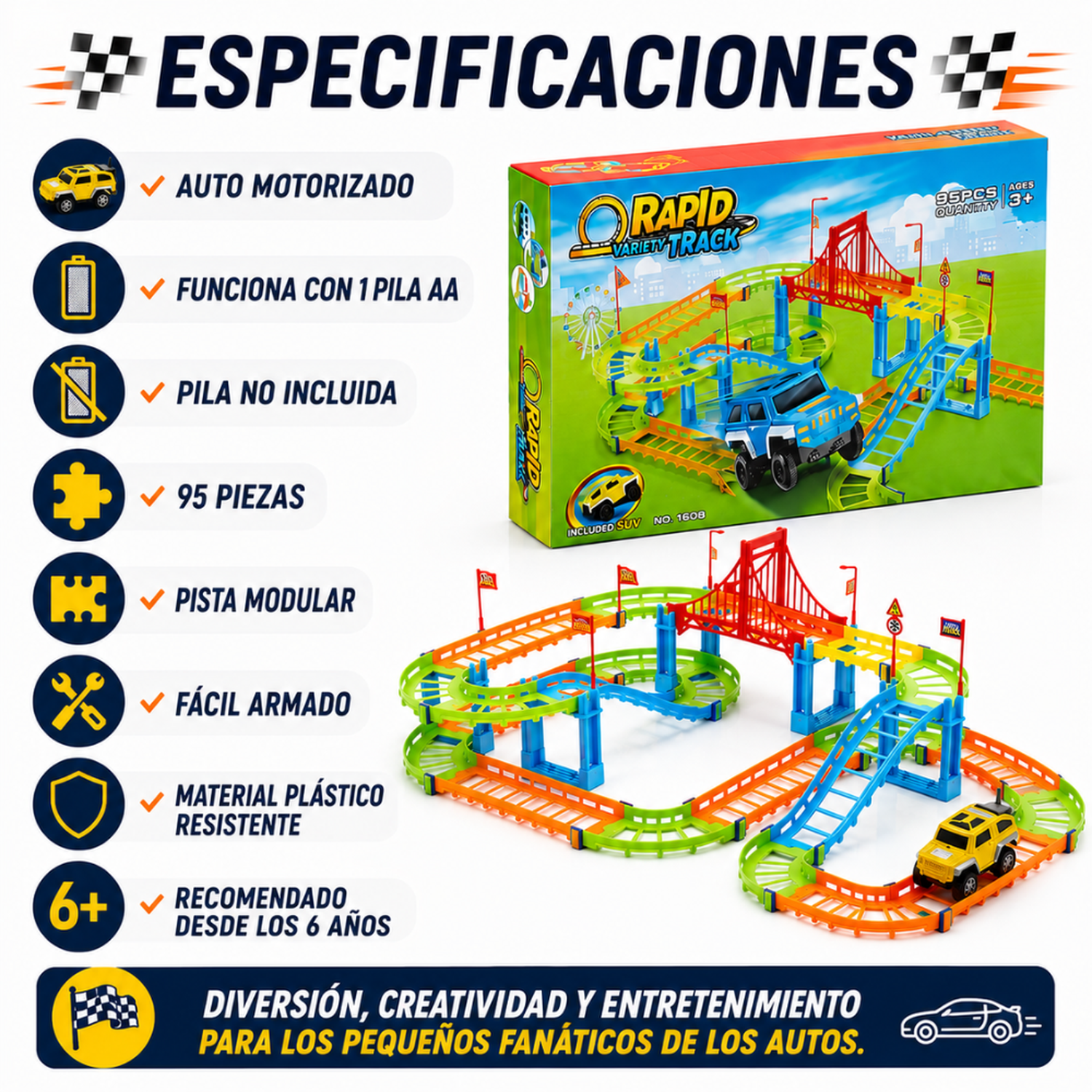 Pista De Autos Con Rieles Para Armar Juego Infantil Completo-8