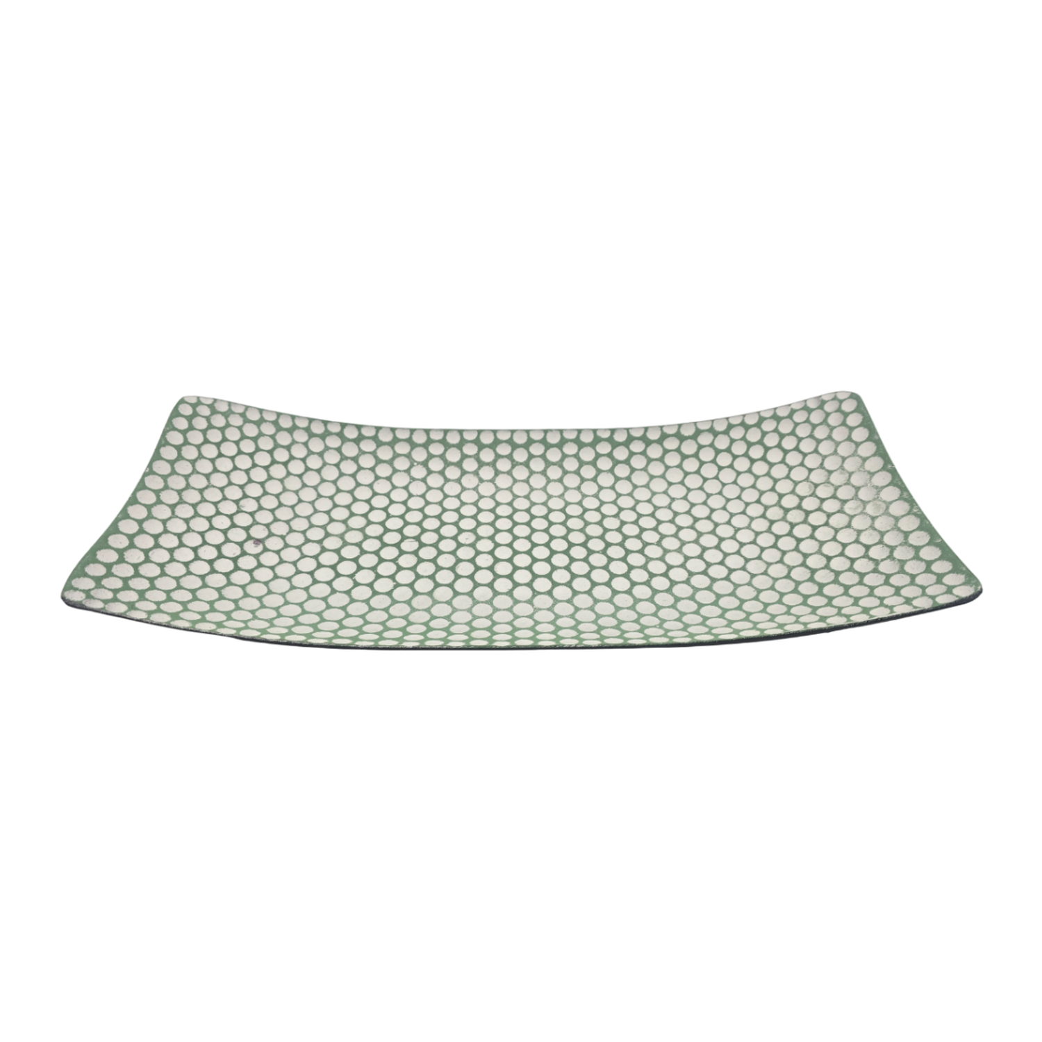 Bandeja Plato Rectangular Decorativa Verde Con Puntos Blanco-0