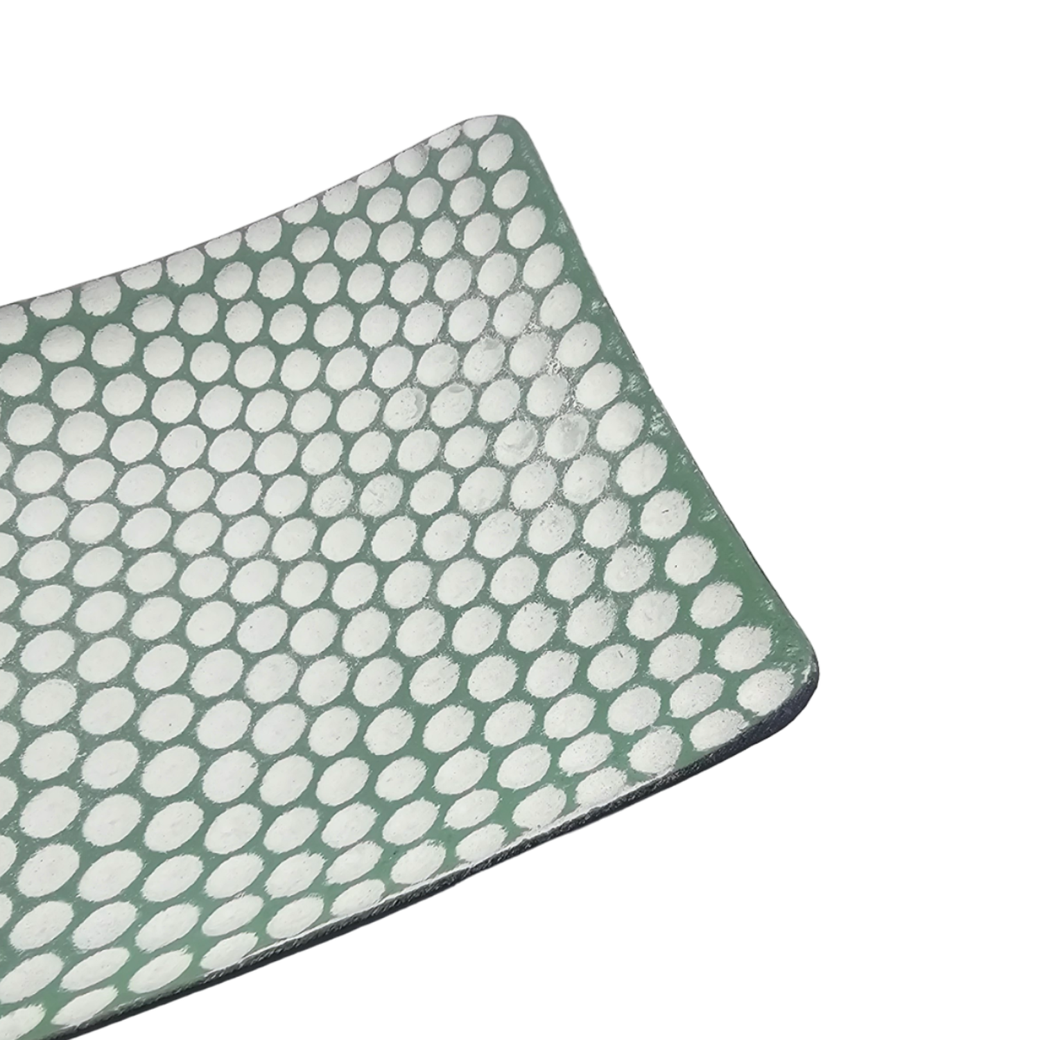 Bandeja Plato Rectangular Decorativa Verde Con Puntos Blanco-2