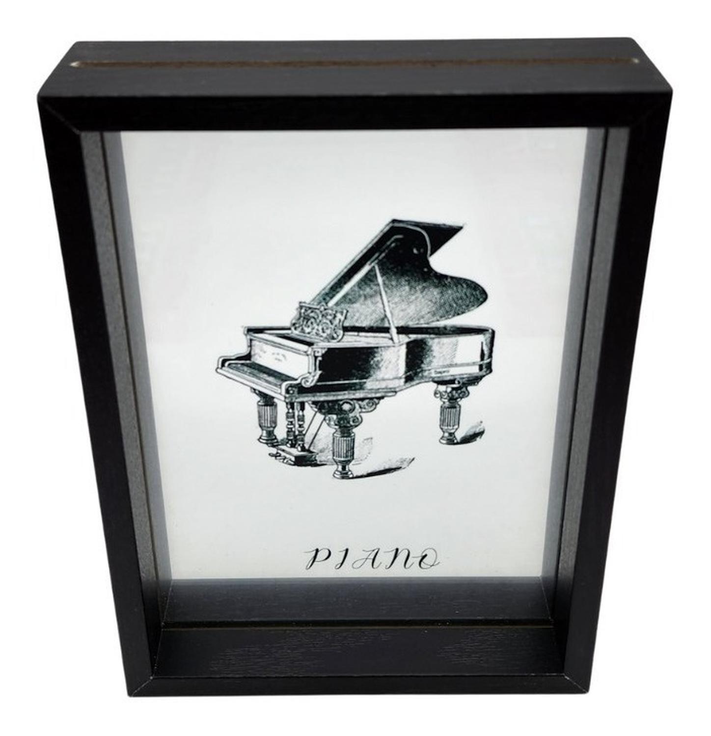 Cuadro De Vidrio Marco Negro Diseño Piano Decorativo Grande-2