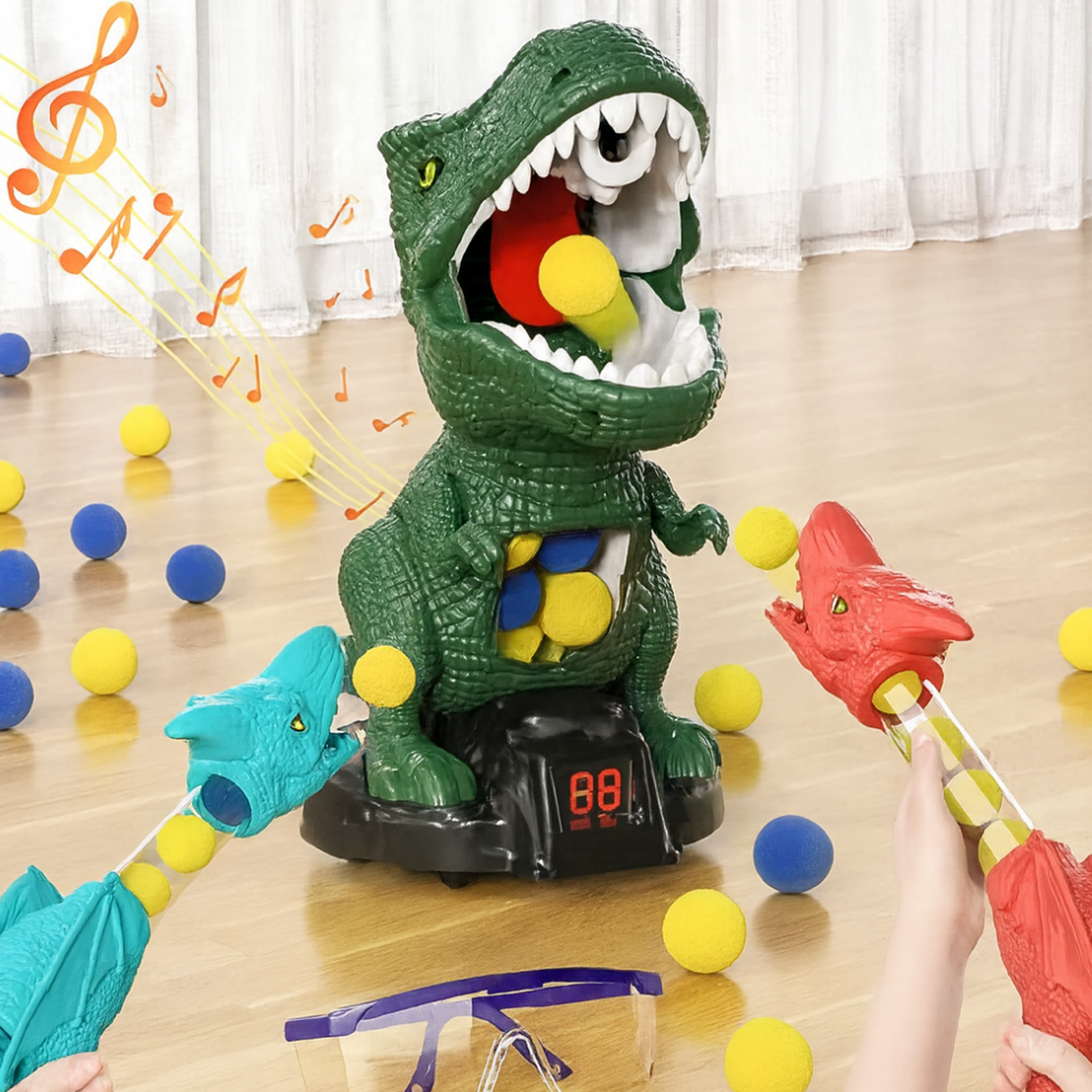 Juego de Punteria Dinosaurio Con Pelotas y Lanzadores-2