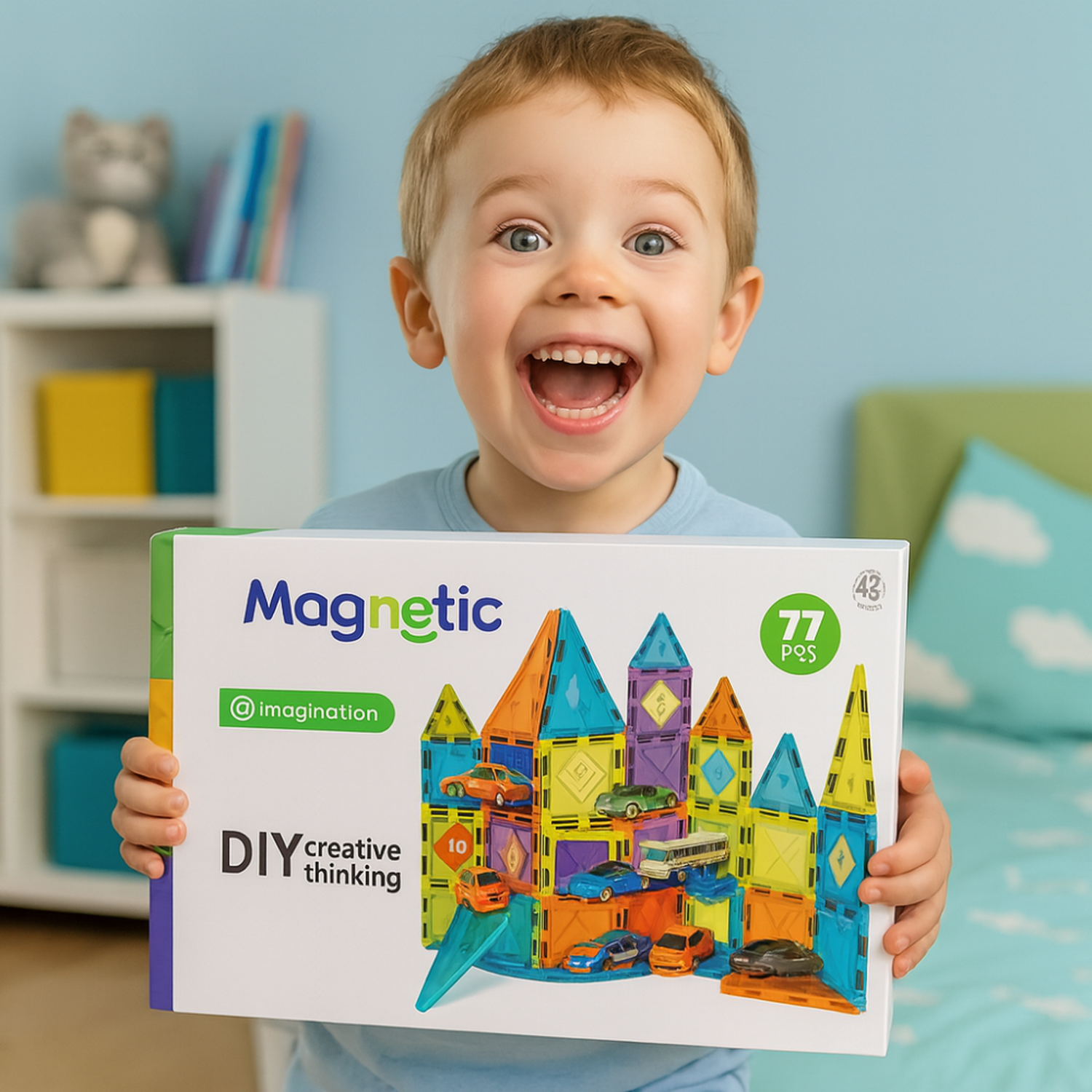 Juego Bloques Magneticos Construccion 77 Piezas Educativo-2