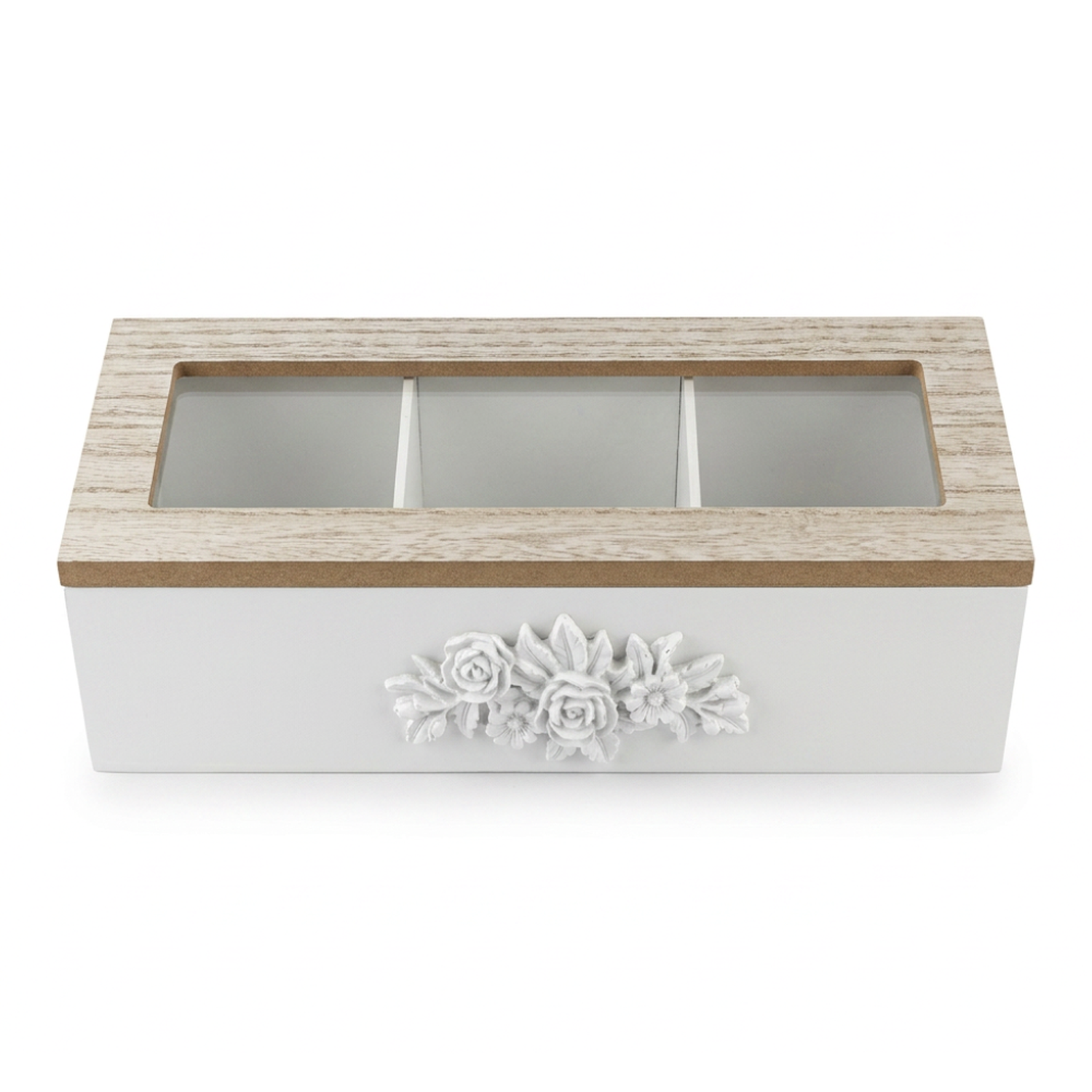 Caja De Te 3 Divisiones Tapa Con Diseño Decorativa Decohogar-2