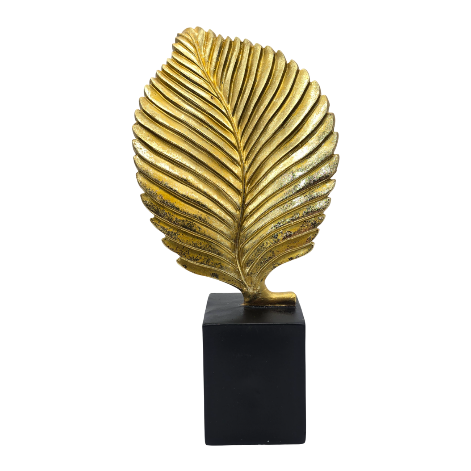 Figura Adorno De Hoja Dorada Decorativa En Resina Moderna M-5