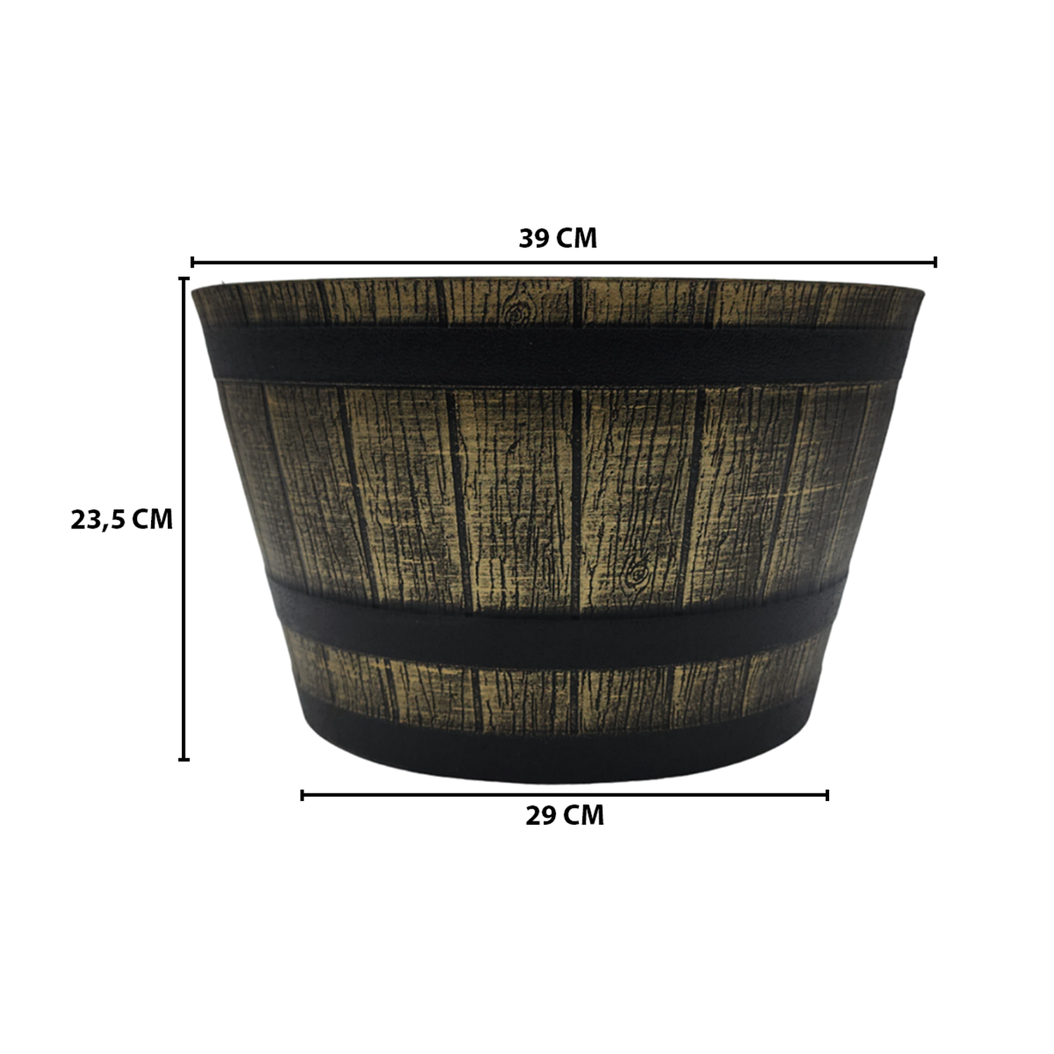 Macetero Plastico Diseño Efecto Barril De Madera Maceta M-5
