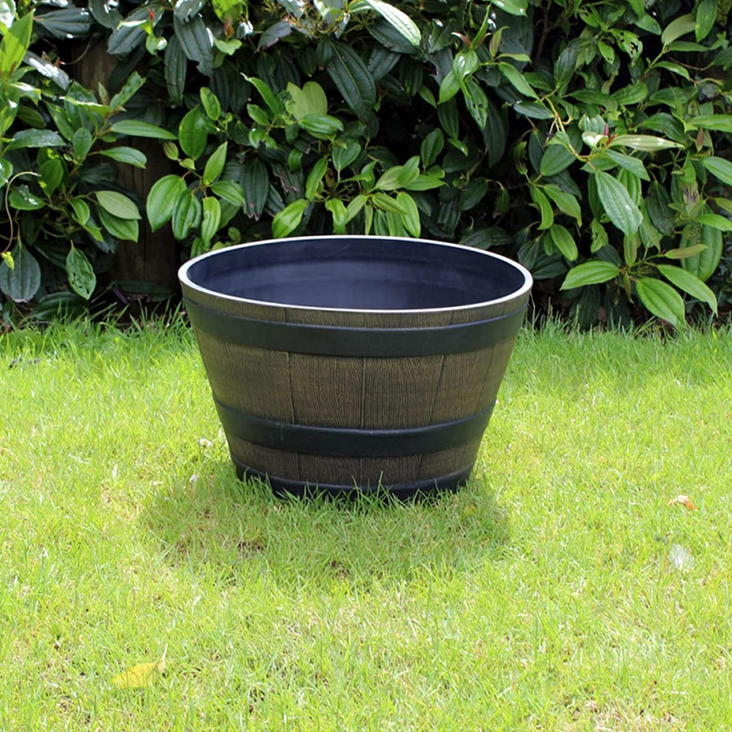 Macetero Plastico Diseño Efecto Barril De Madera Maceta M-6