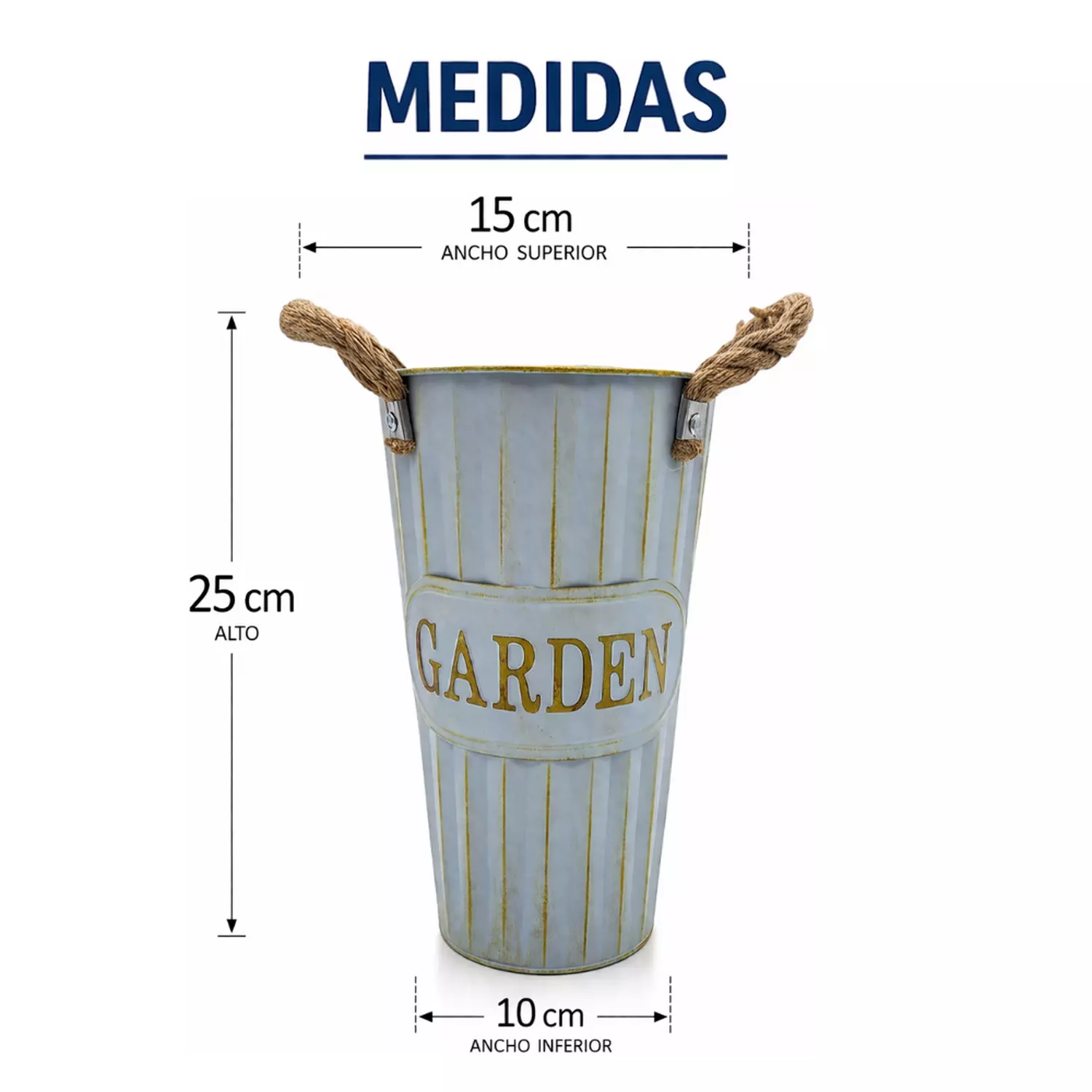 Macetero Metalico Decorativo Celeste Tipo Florero S-7
