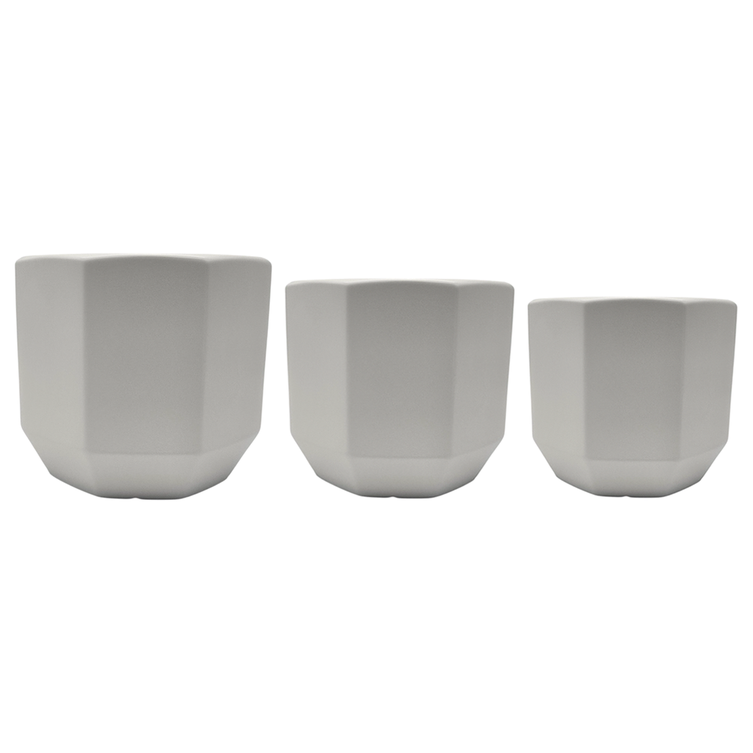 Set 3 Maceteros Maceta De Ceramica Blancos Lineas Verticales-5