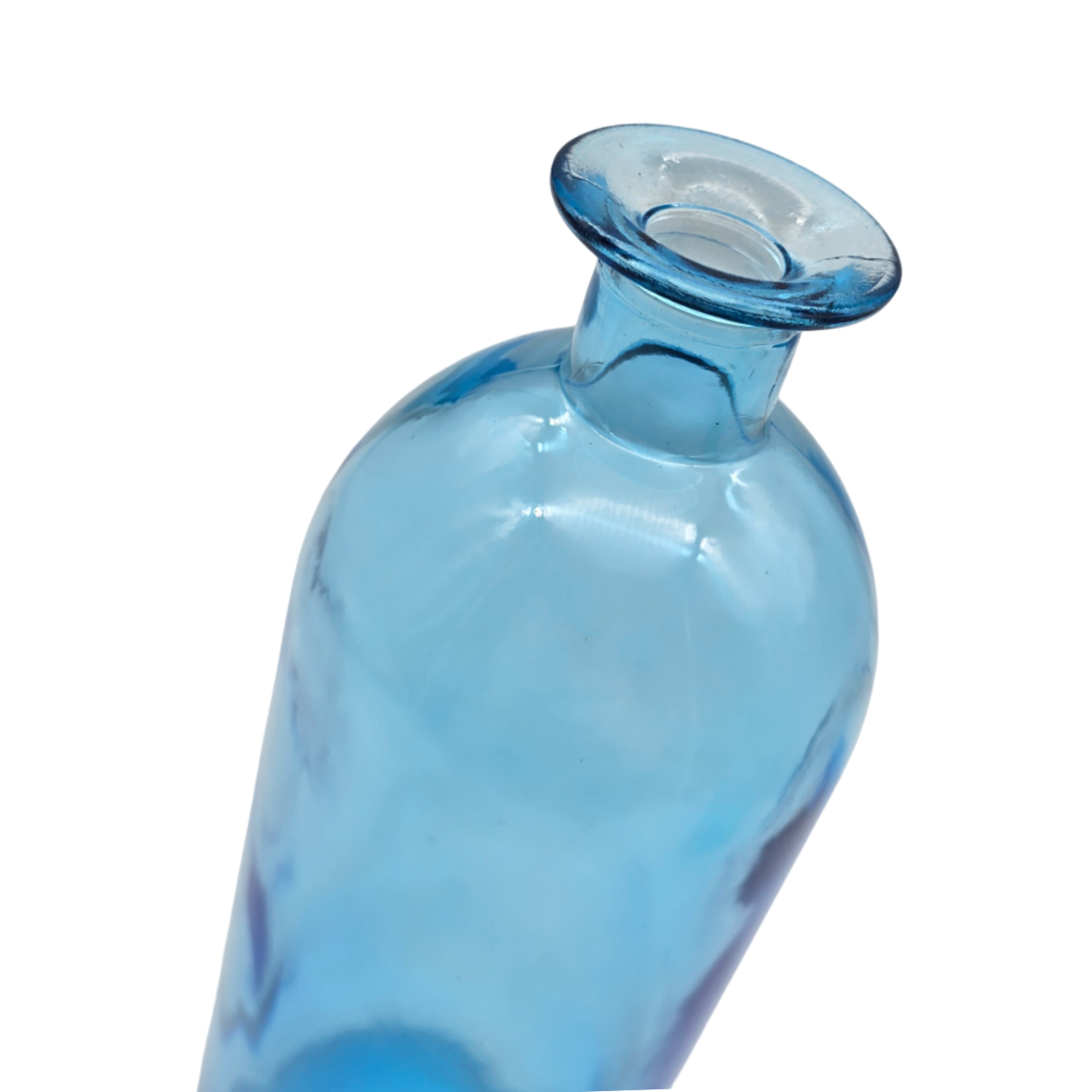 Florero Botella Decorativa De Vidrio Cristal Tonos Azules-2