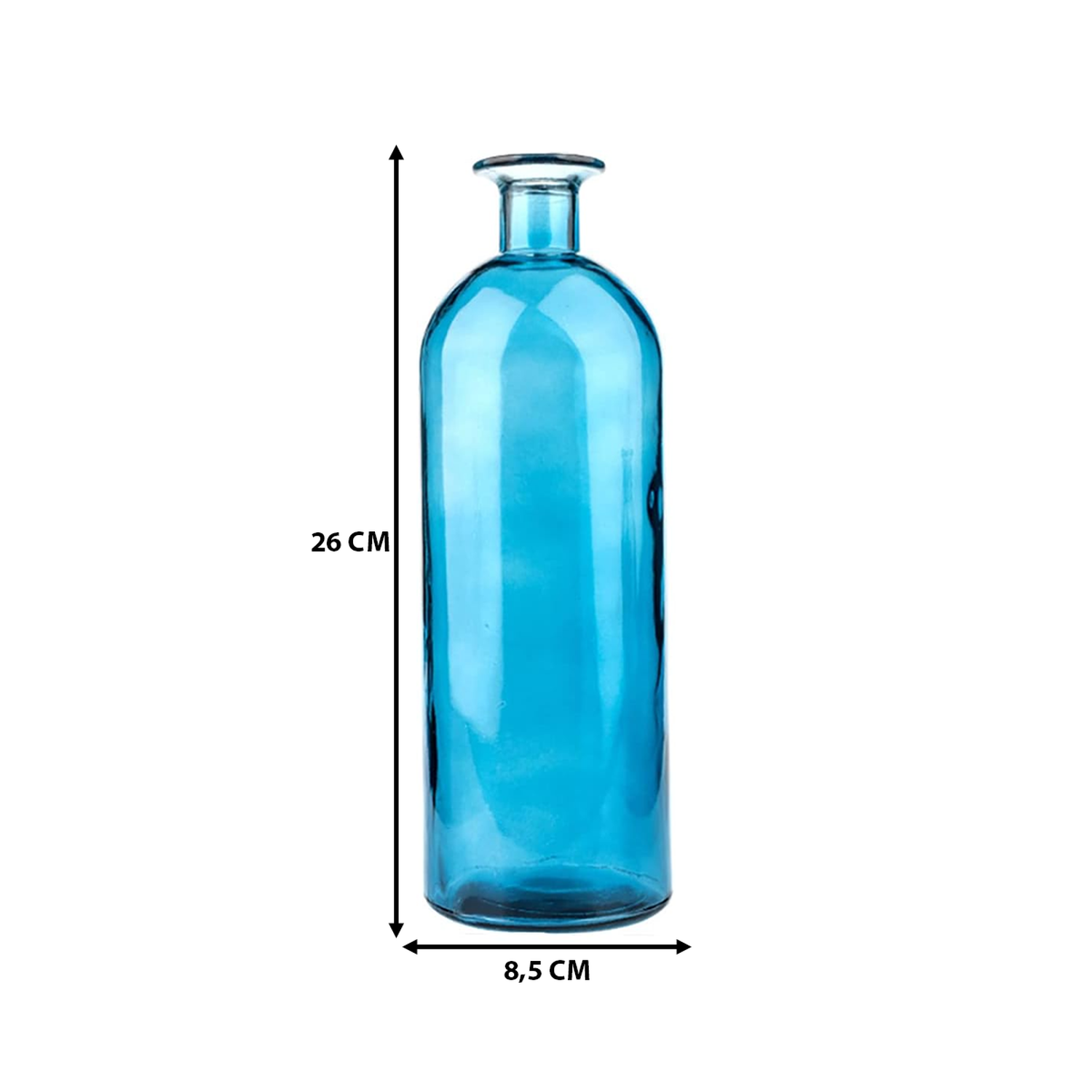 Florero Botella Decorativa De Vidrio Cristal Tonos Azules-4
