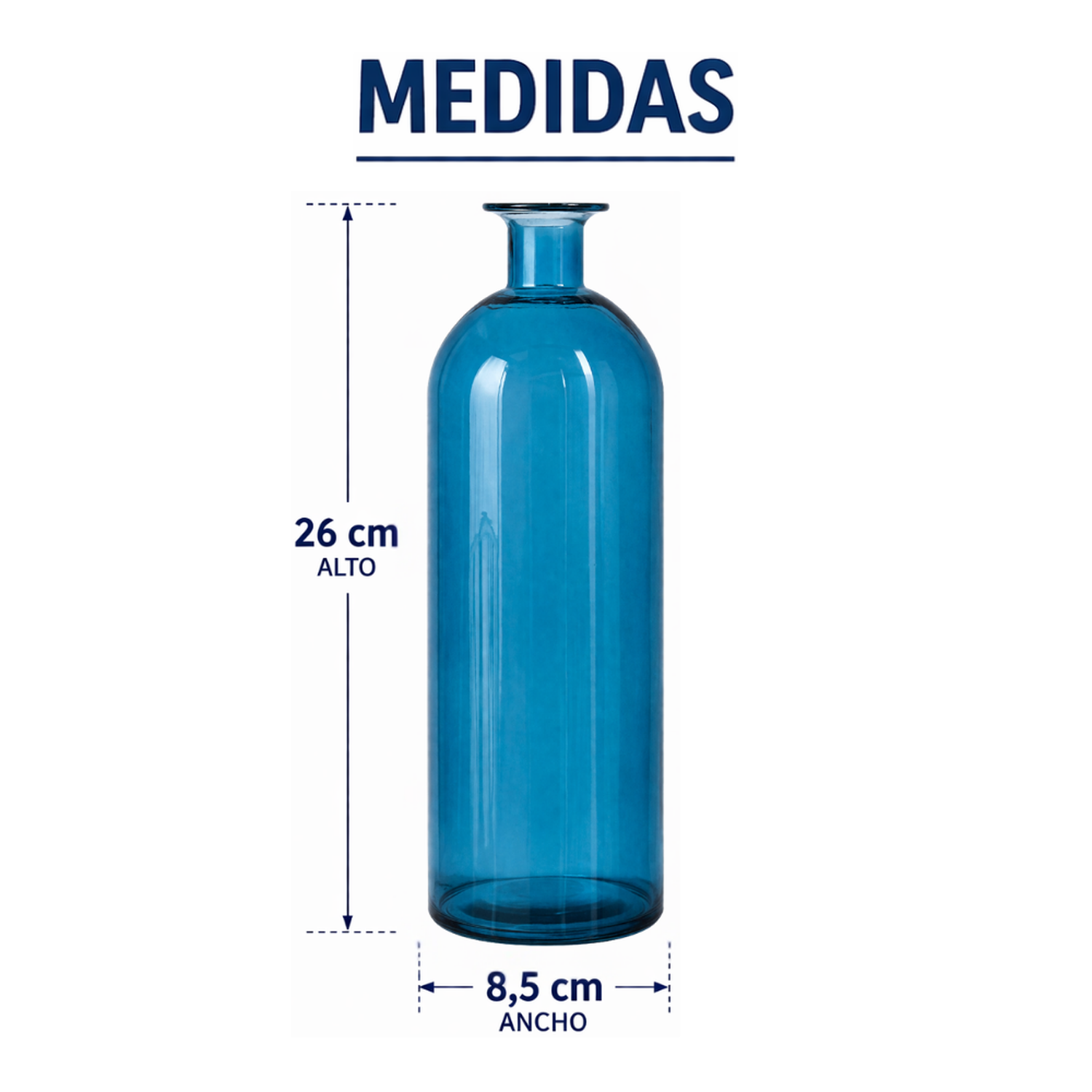 Florero Botella De Vidrio Decorativo Tonos Azules L-8