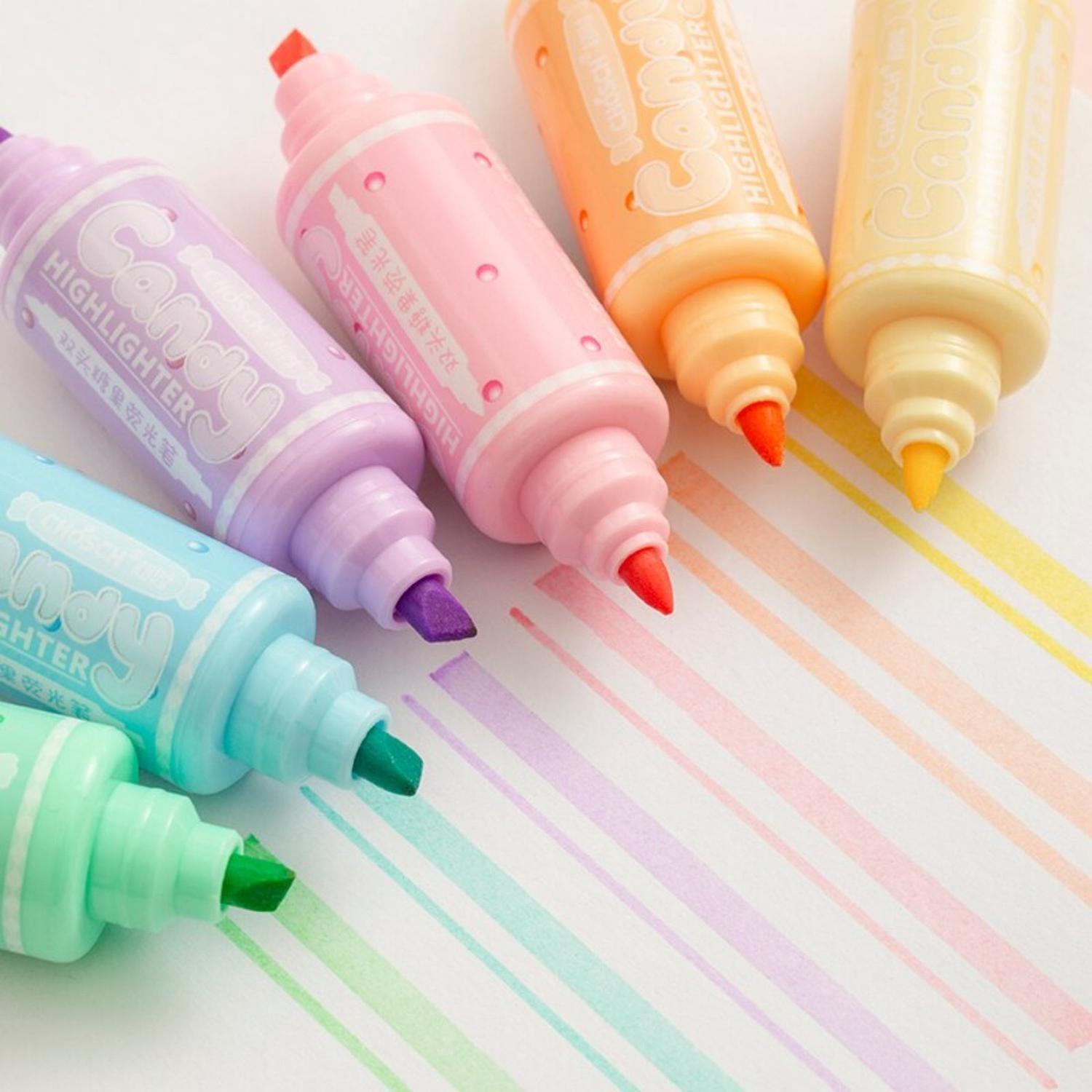 Destacadores Diseño Caramelo 6 Colores Doble Punta-4