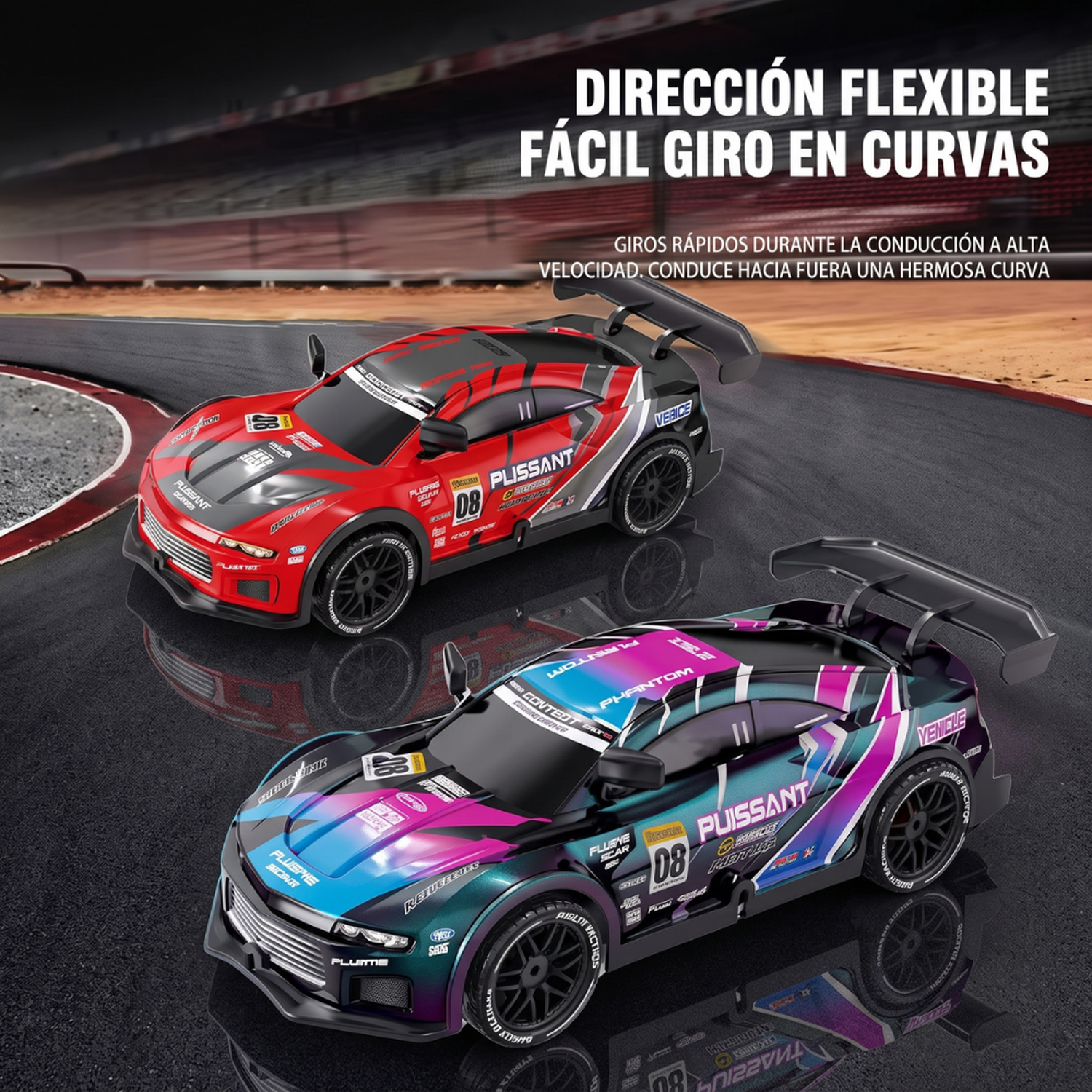 Auto Drift Control Rc Derrape Recargable Deportivo Luces-2