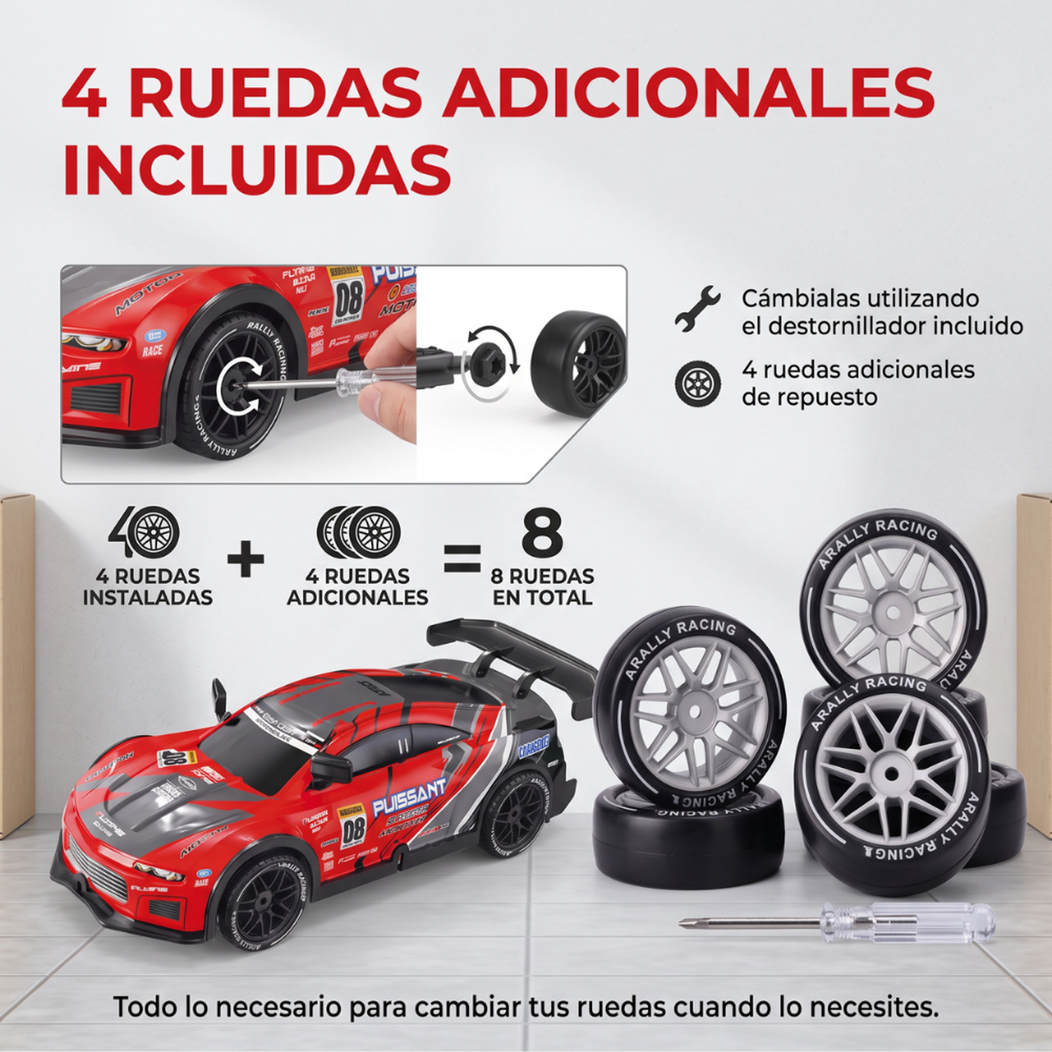 Auto Drift Control Rc Derrape Recargable Deportivo Luces-6