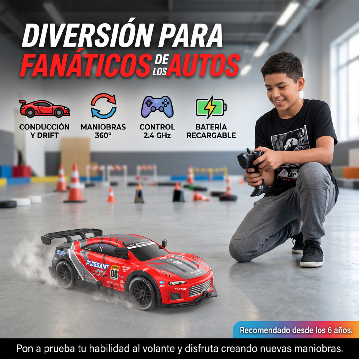 Auto Drift Control Rc Derrape Recargable Deportivo Luces-8